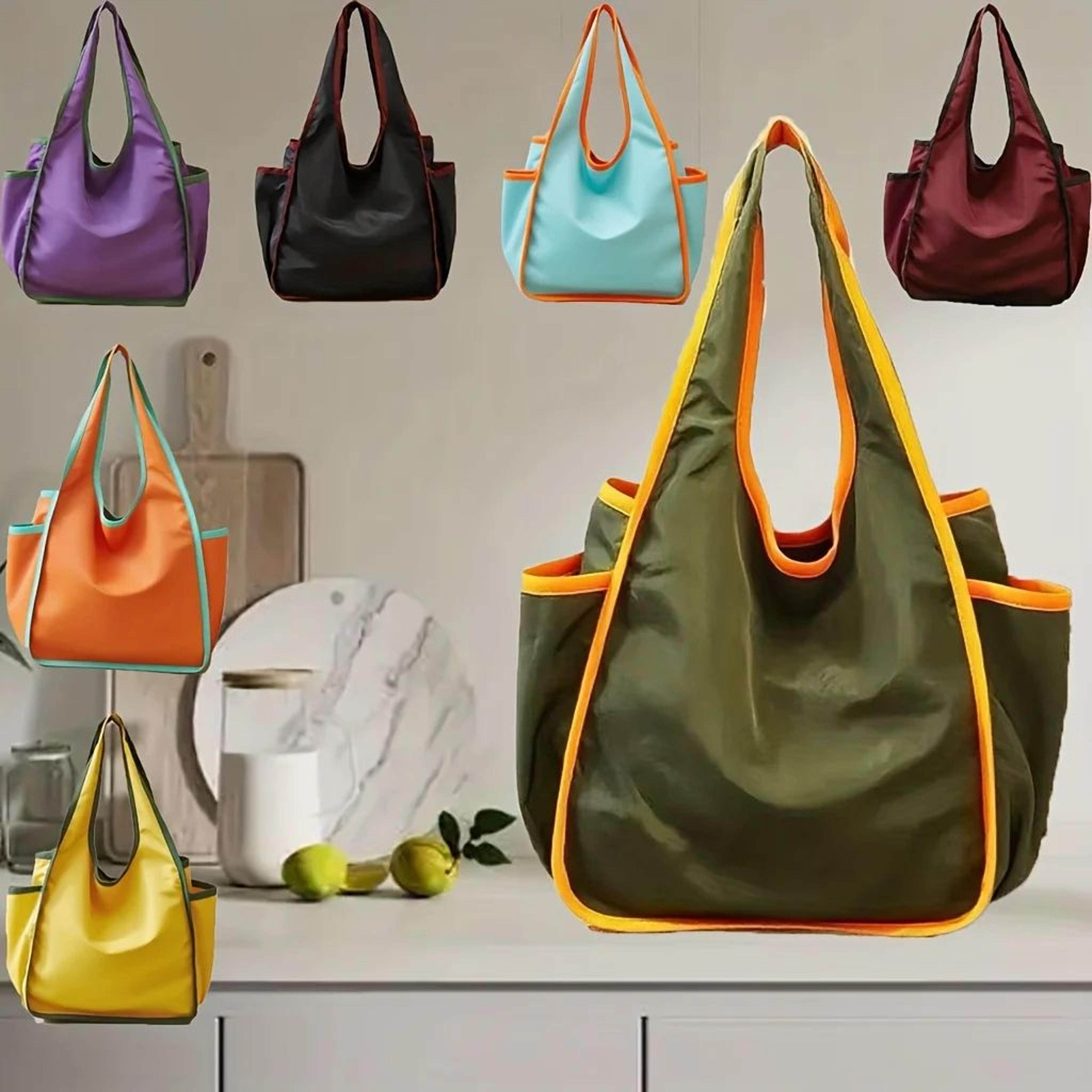 xl foldable reusable grocery bags with zipper storage pouch