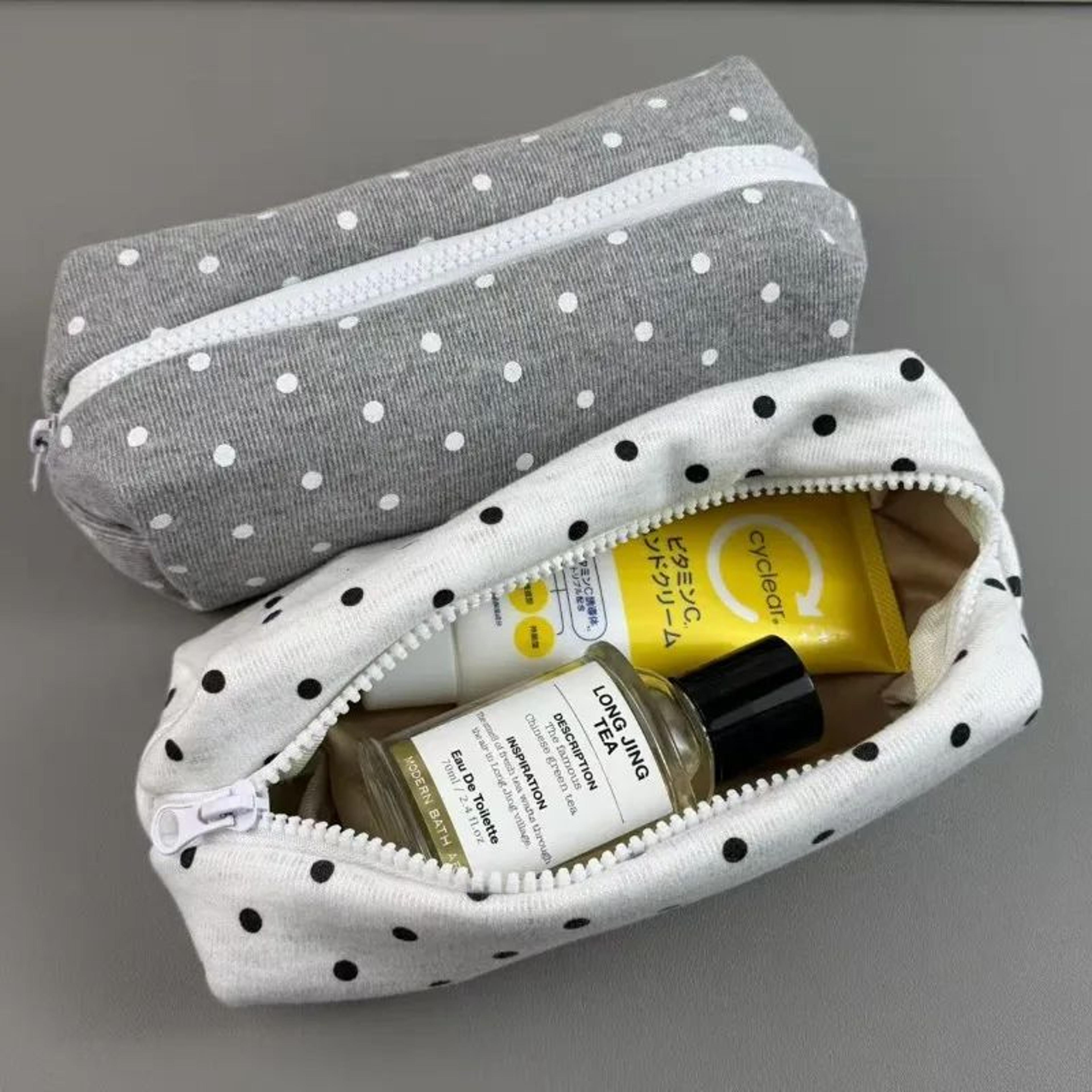 korean polka dot pencil case large capacity makeup organizer
