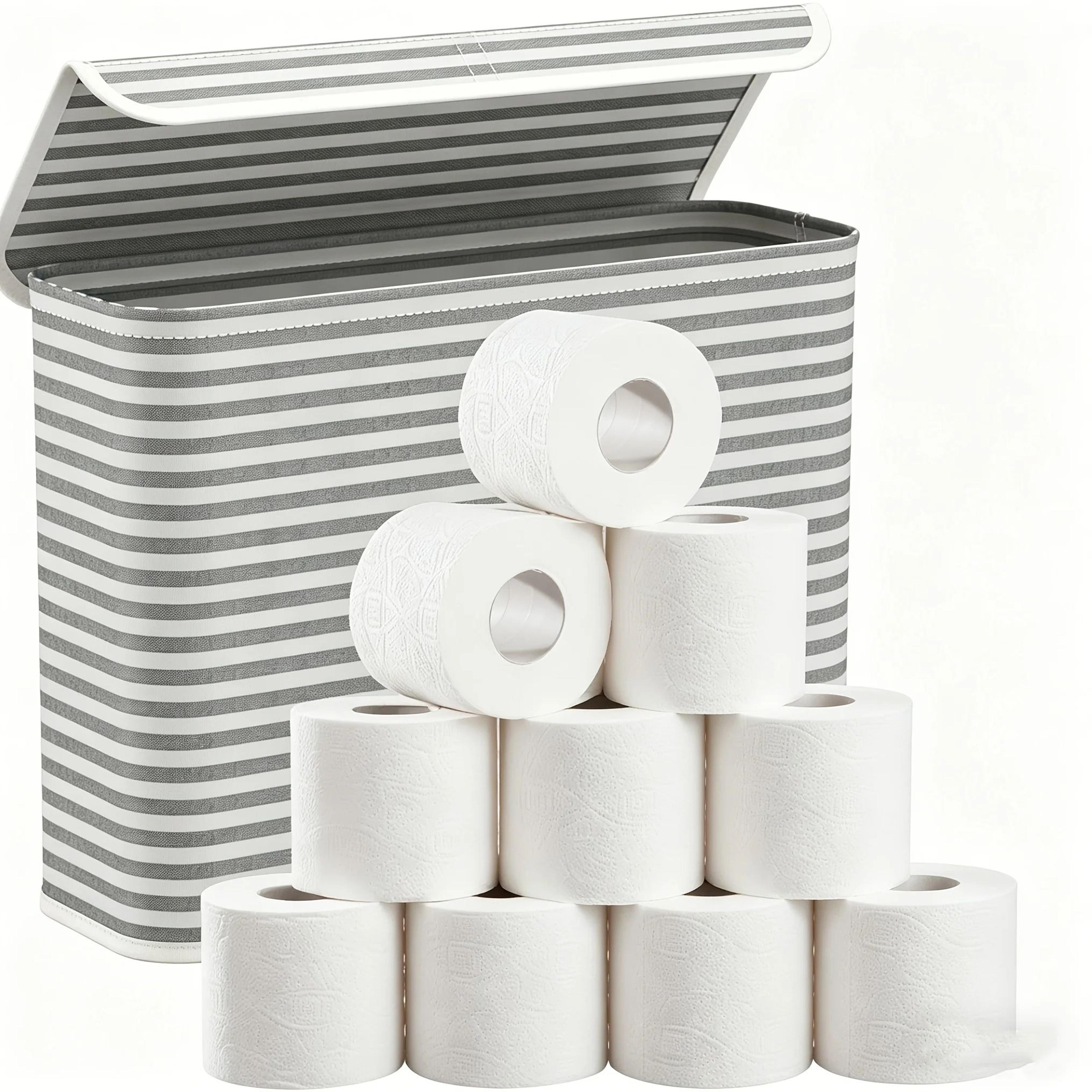 foldable toilet paper storage holder with lid for 9 to 12 rolls