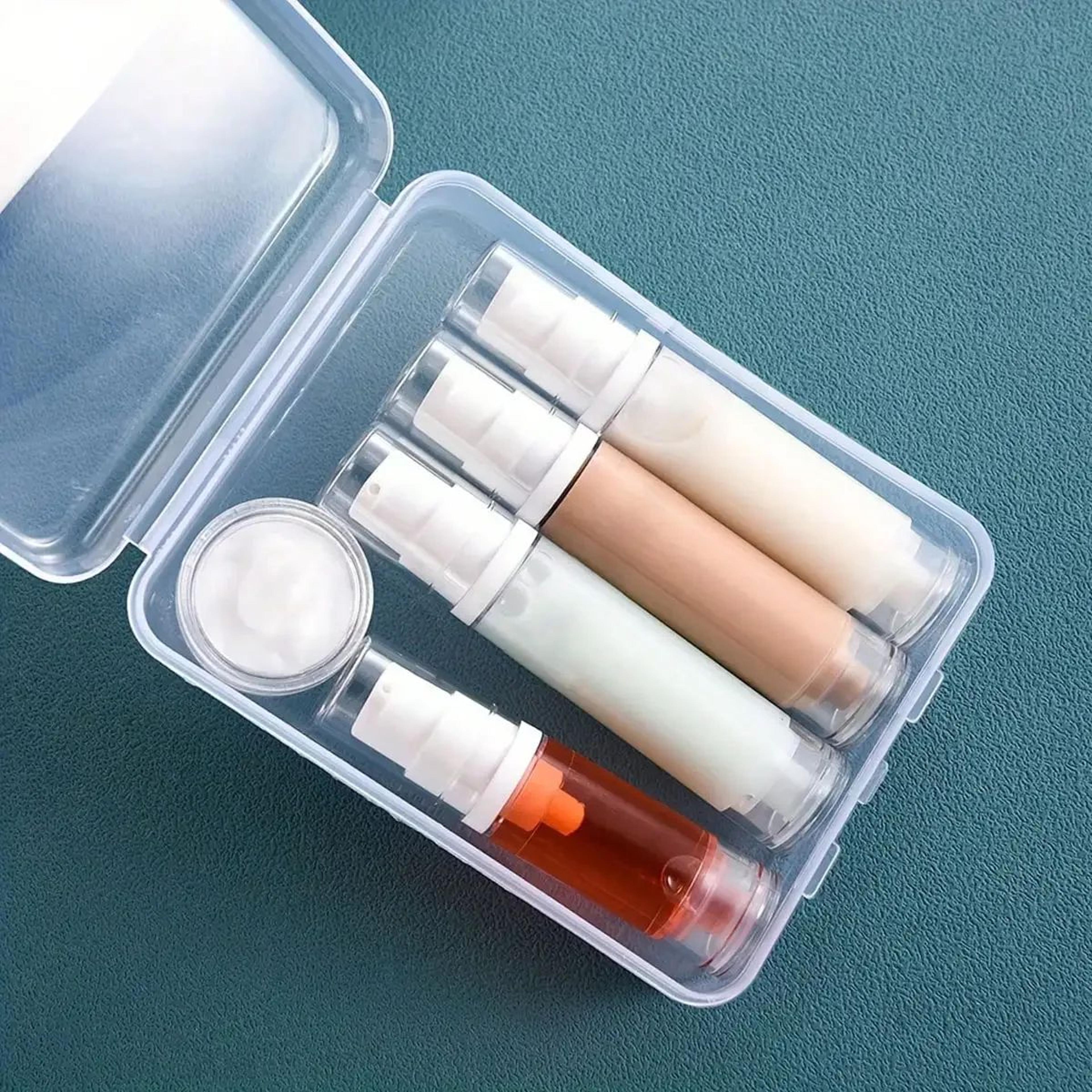 portable airless travel bottle set for skincare and cosmetics
