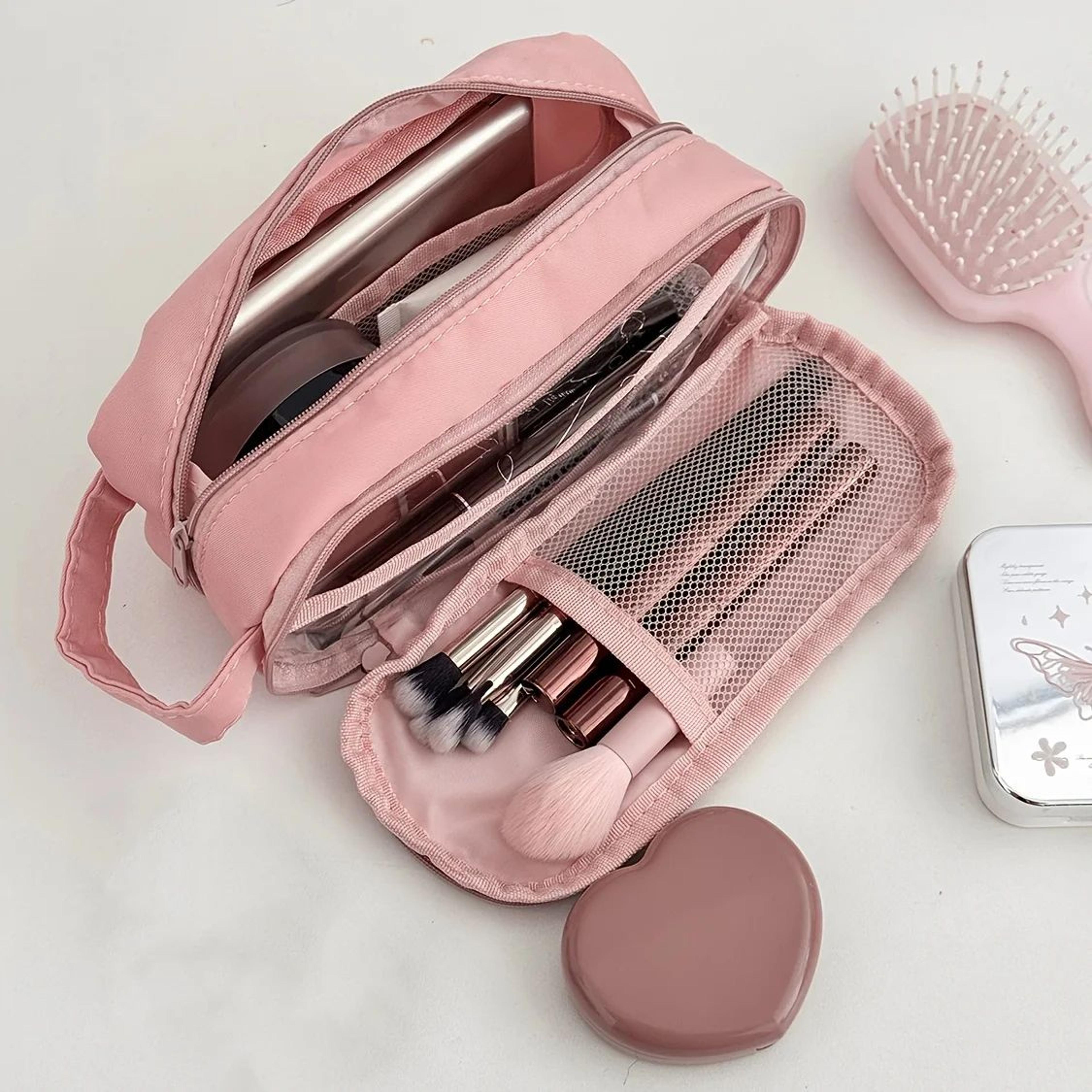 large capacity travel makeup organizer bag with adjustable dividers