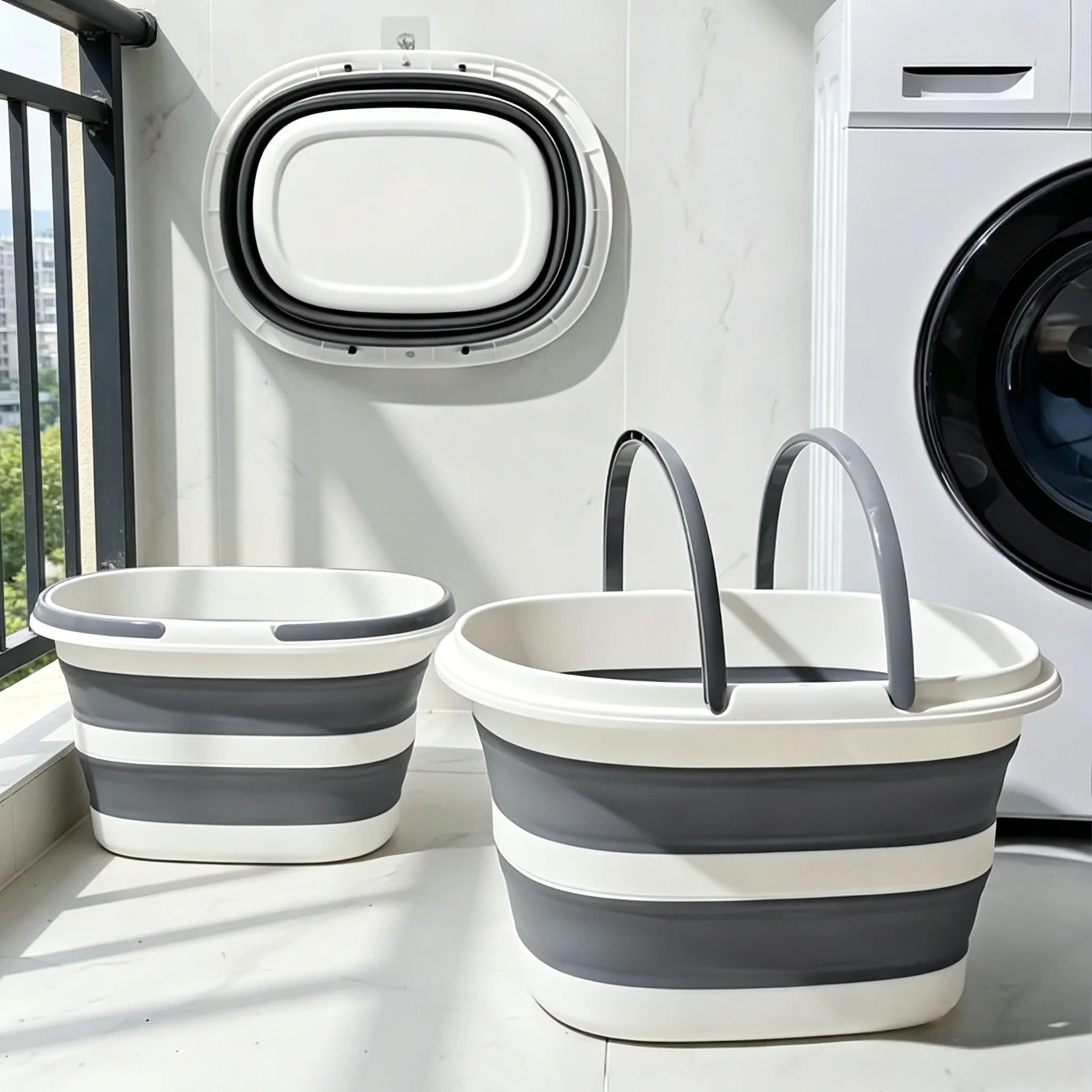 16l collapsible mop bucket with handles space-saving foldable wash basin