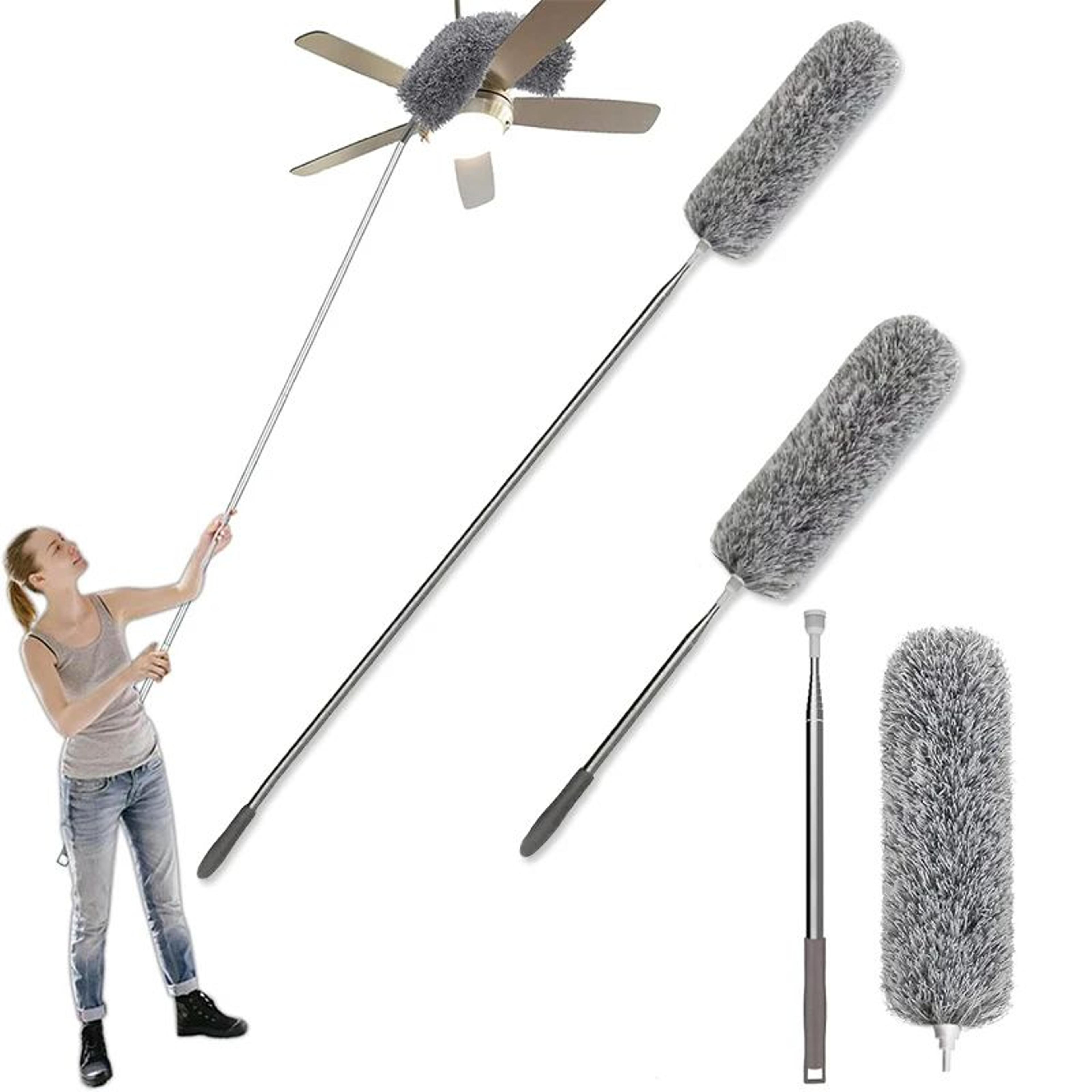 extendable microfiber gap duster for furniture, cars and hard-to-reach spaces