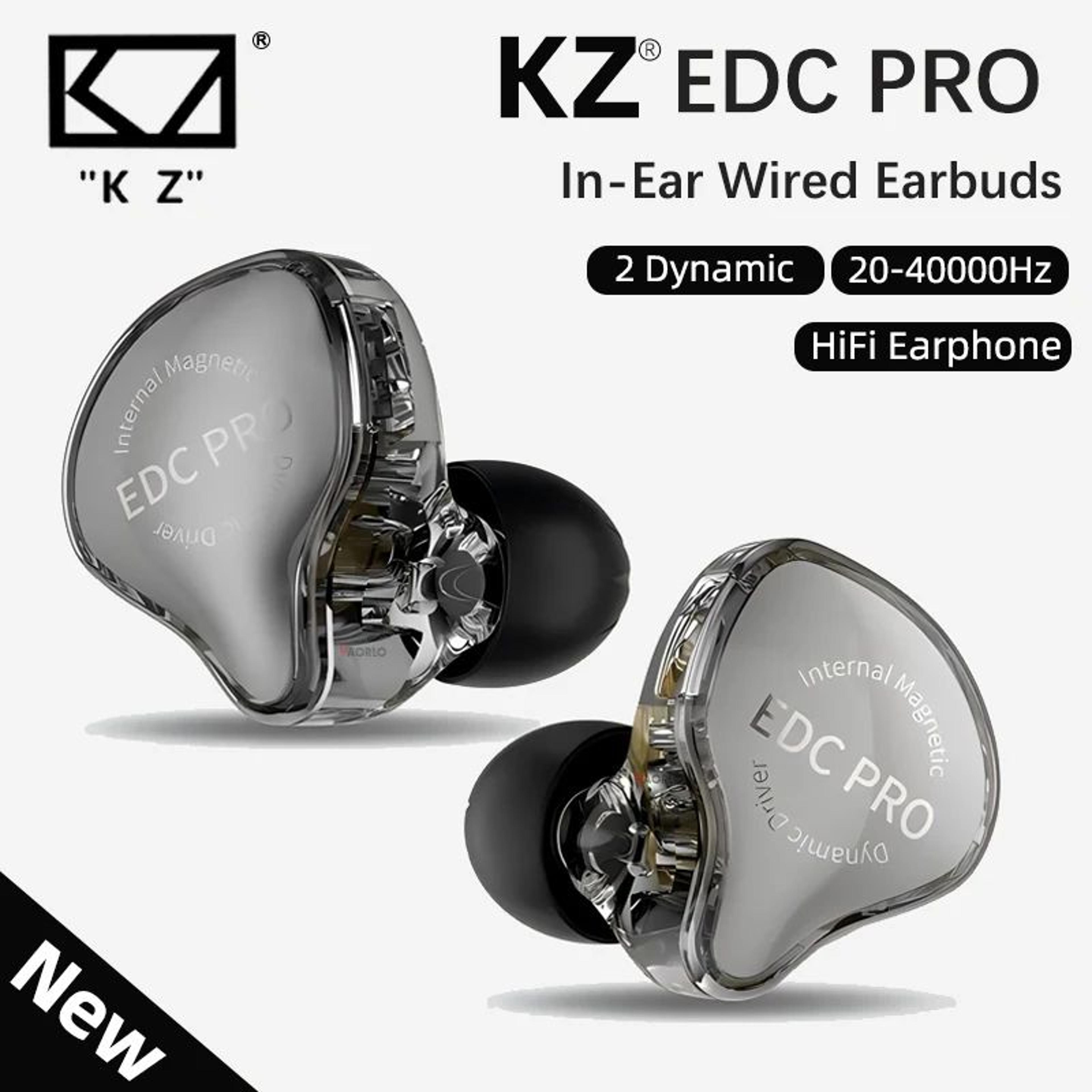kz edc pro hifi wired in-ear monitor earphones with dynamic bass