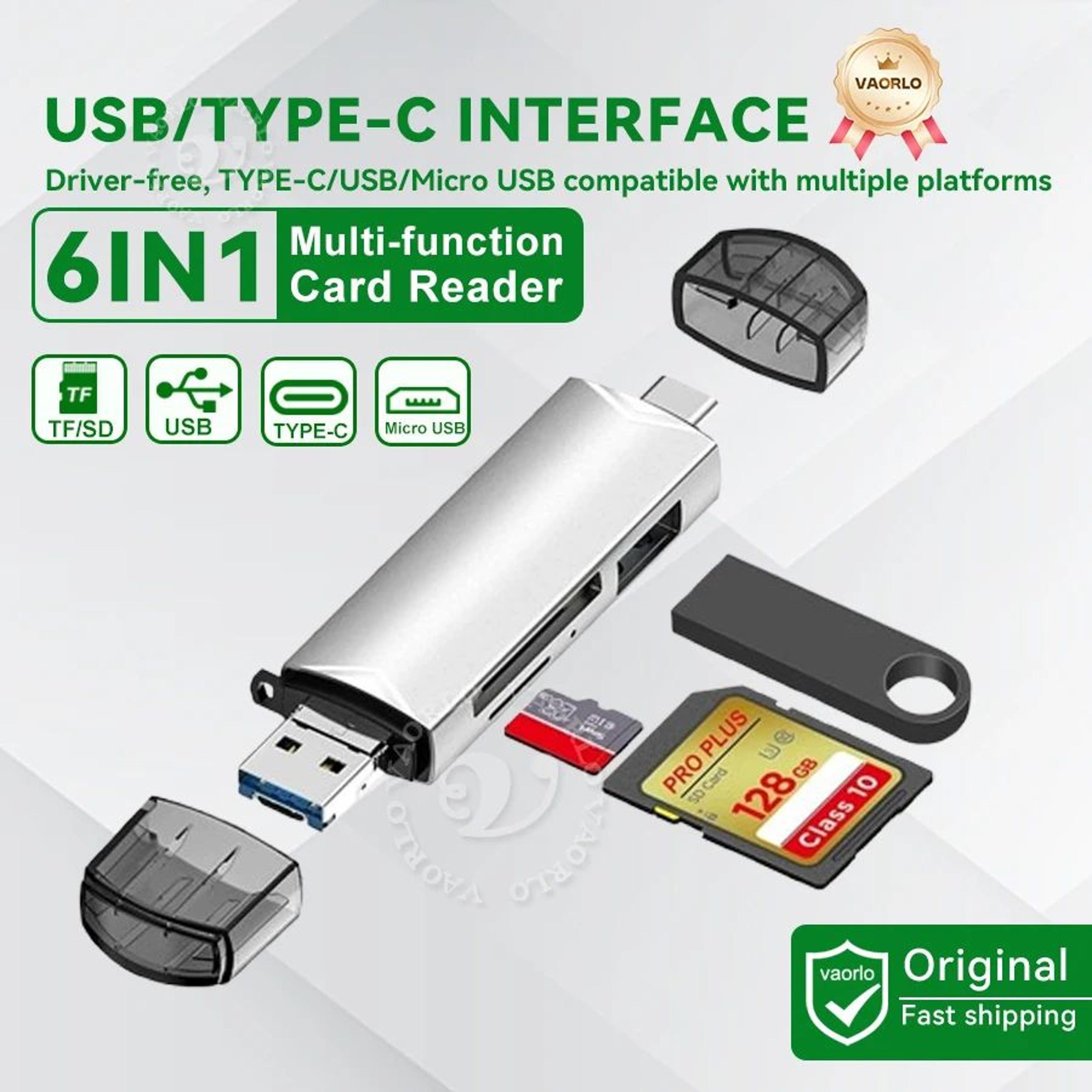 6-in-1 usb 3.0 card reader type-c otg sd micro sd adapter