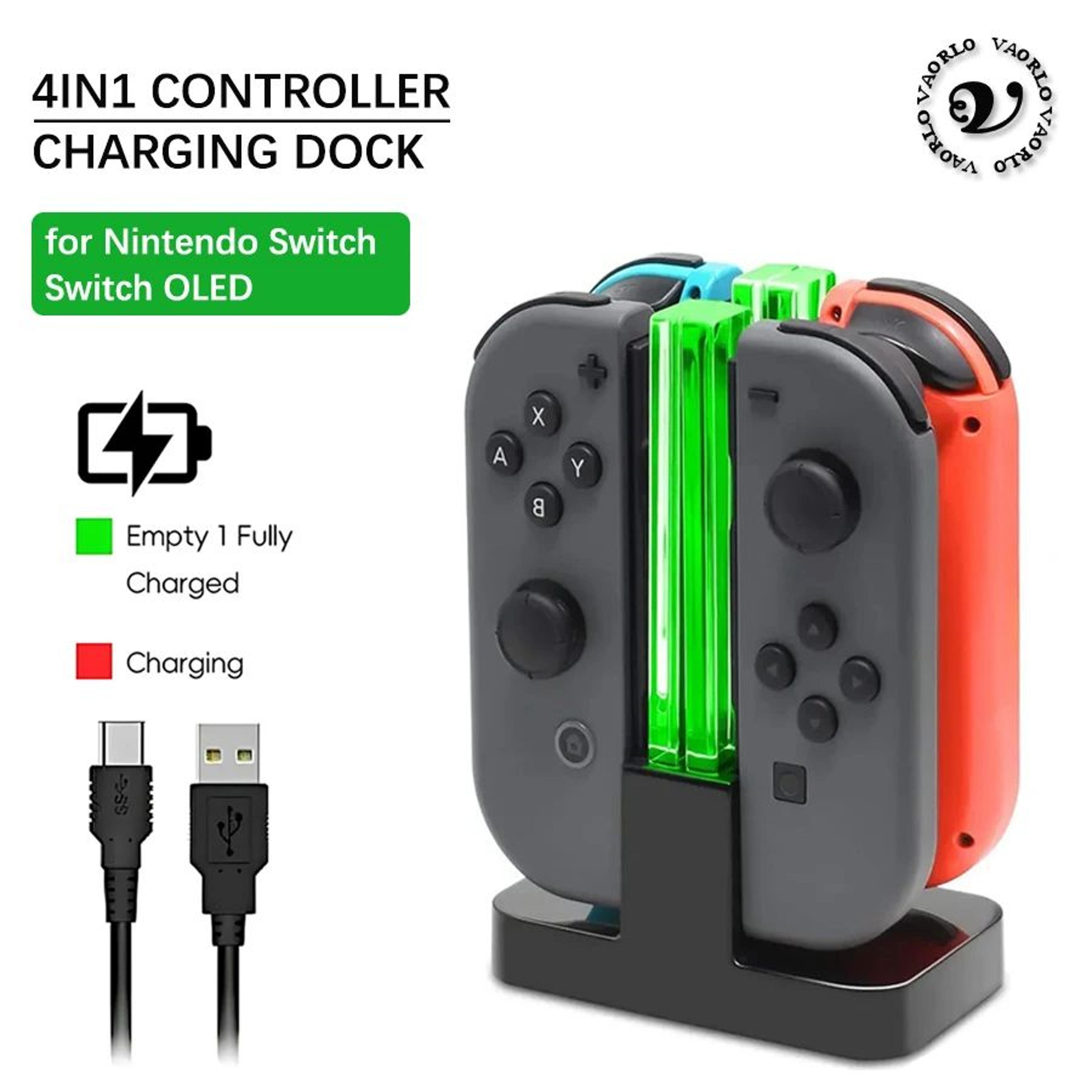 4-in-1 joy-con charging dock with led indicators for nintendo switch