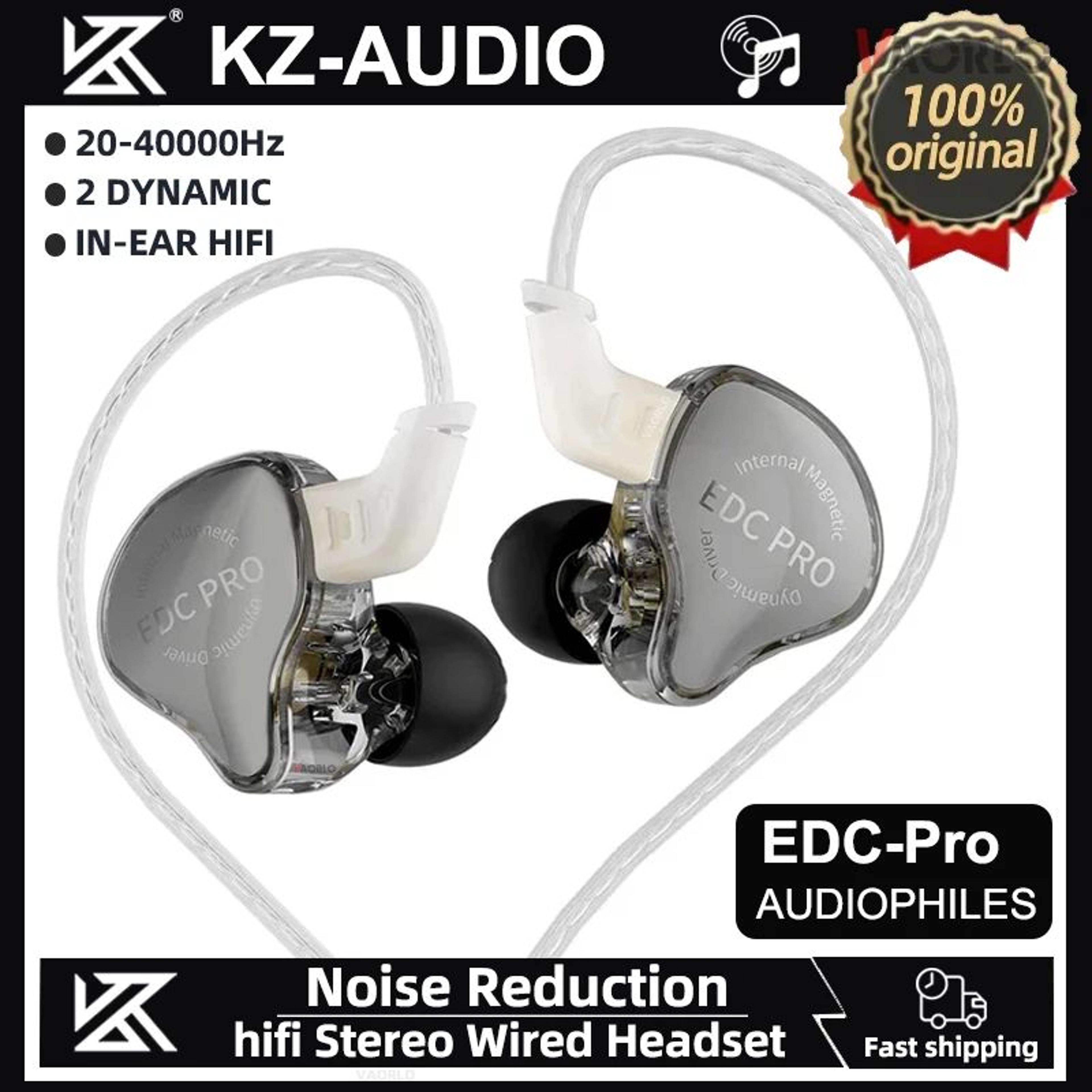 kz edc pro hifi wired in-ear monitor earbuds with dynamic driver