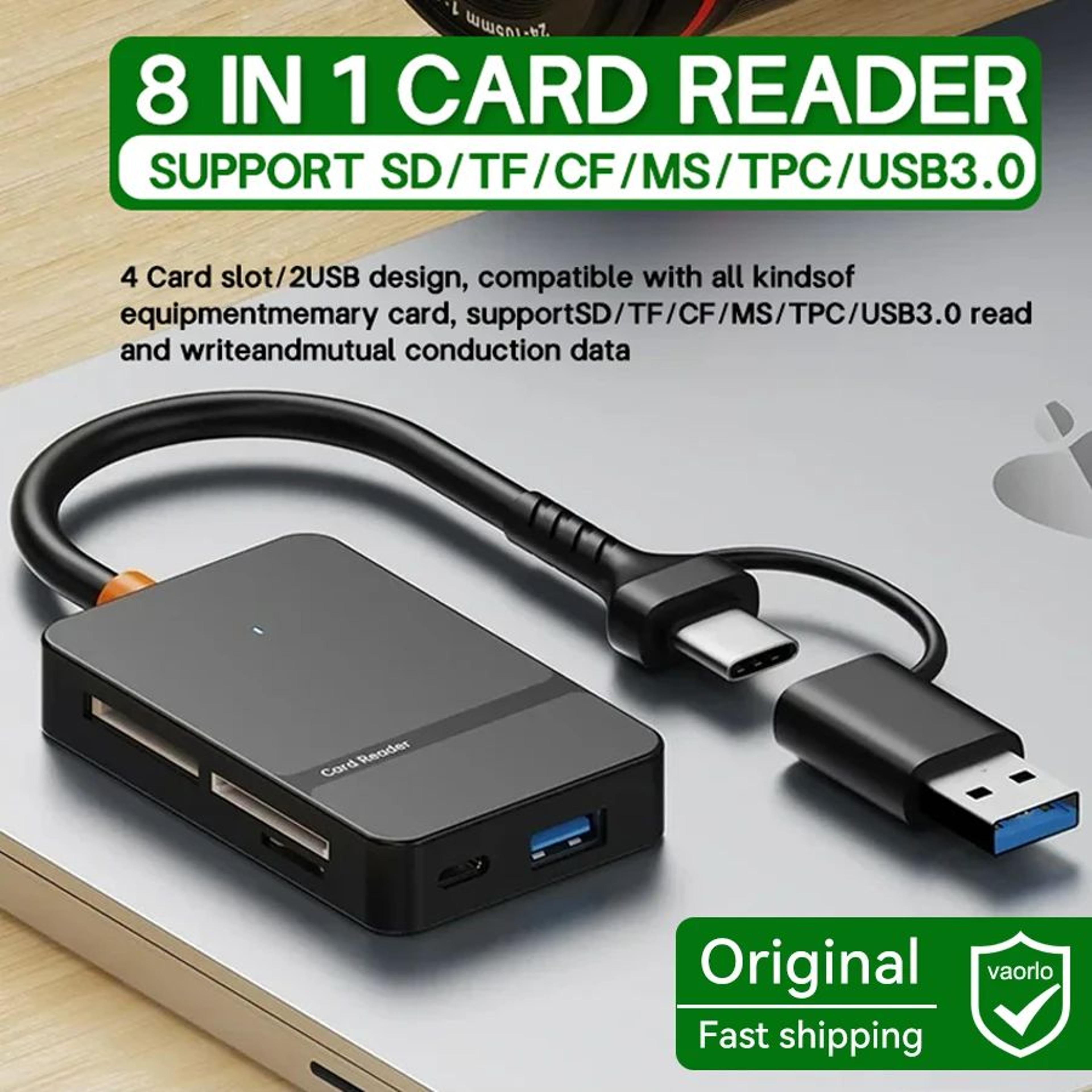 8-in-1 usb 3.0 multi card reader hub for sd tf cf ms and usb devices