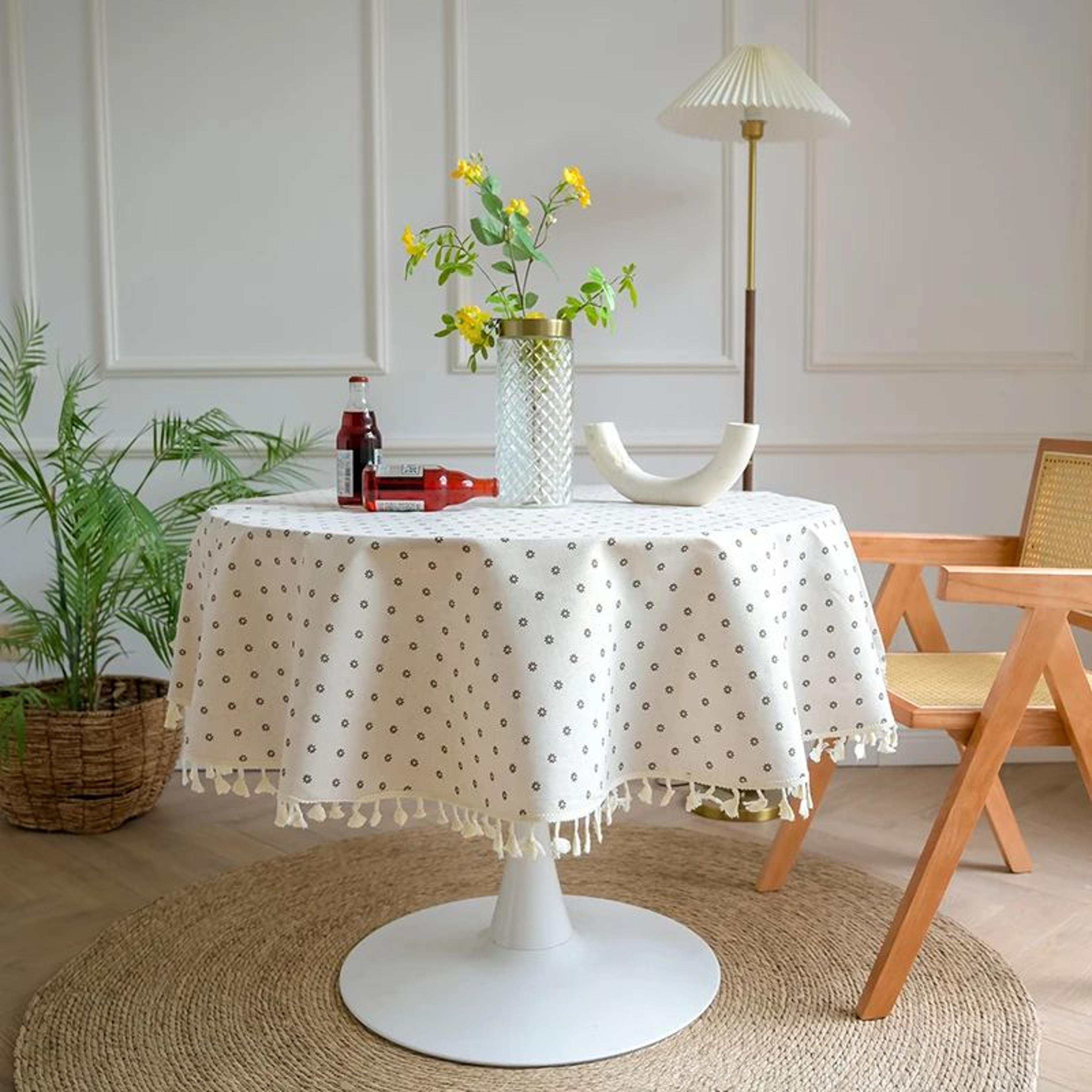 vintage floral round tablecloth washable farmhouse dining table cover