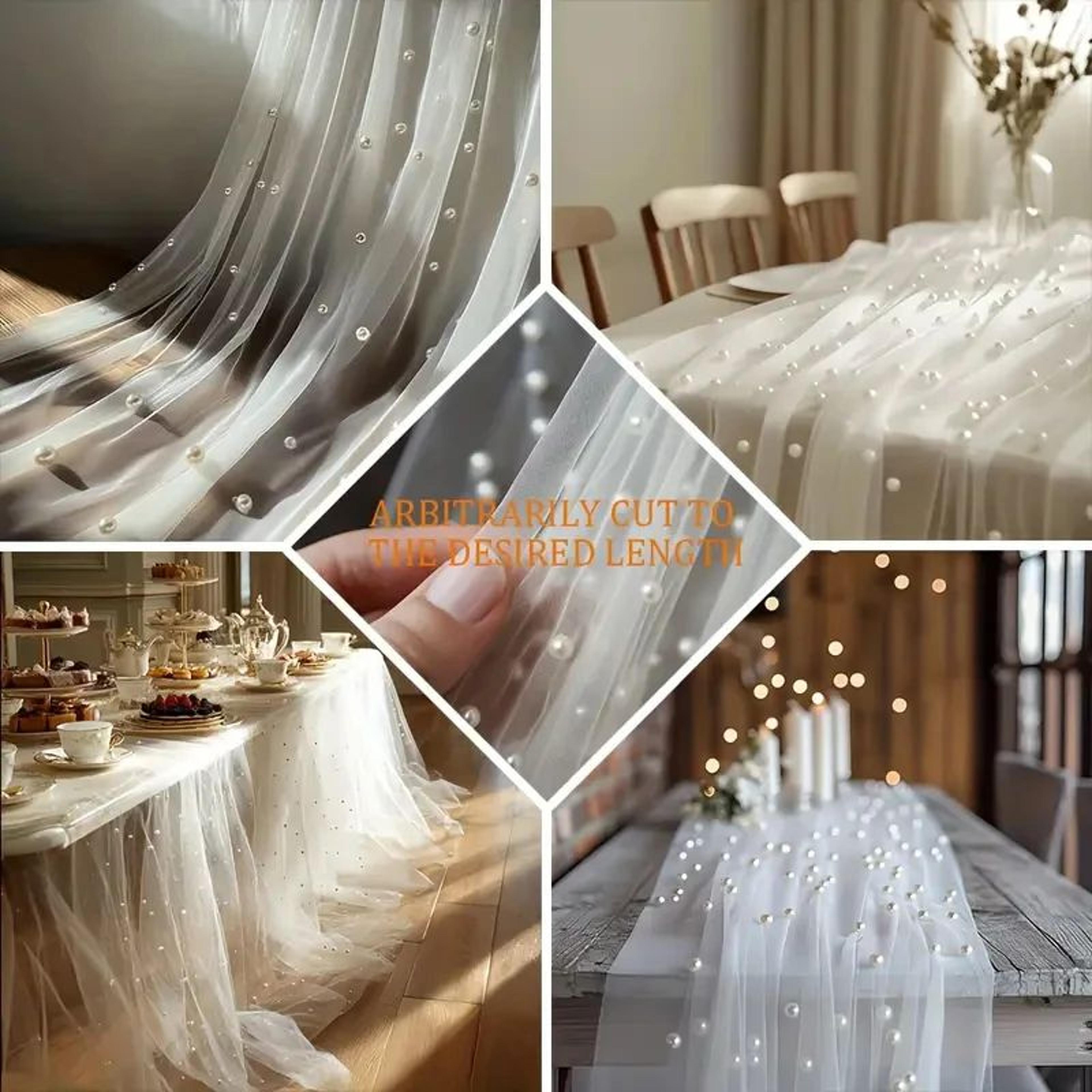 pearl tulle table runner sheer chiffon wedding and party decor