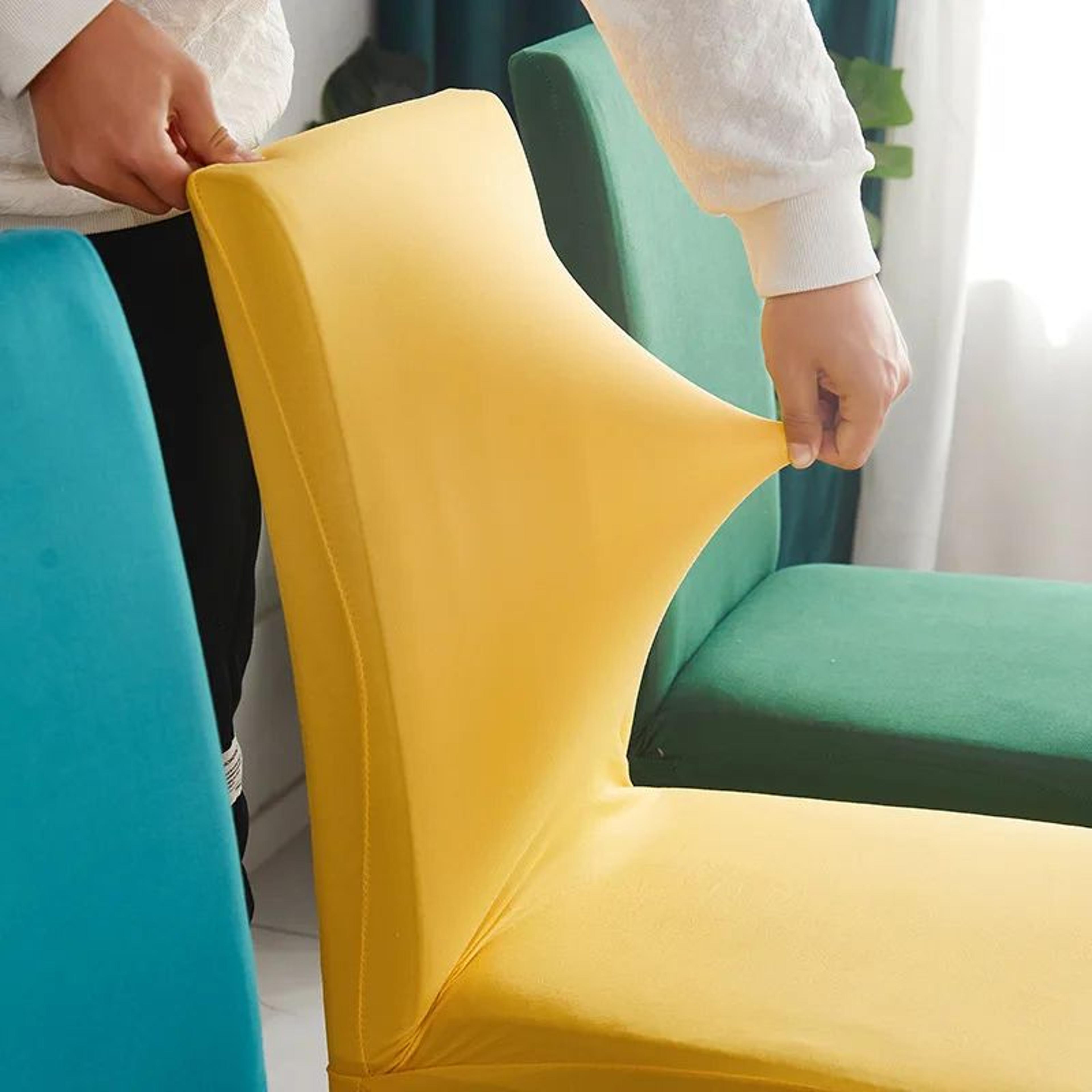 solid color stretch spandex dining chair cover adjustable slipcover