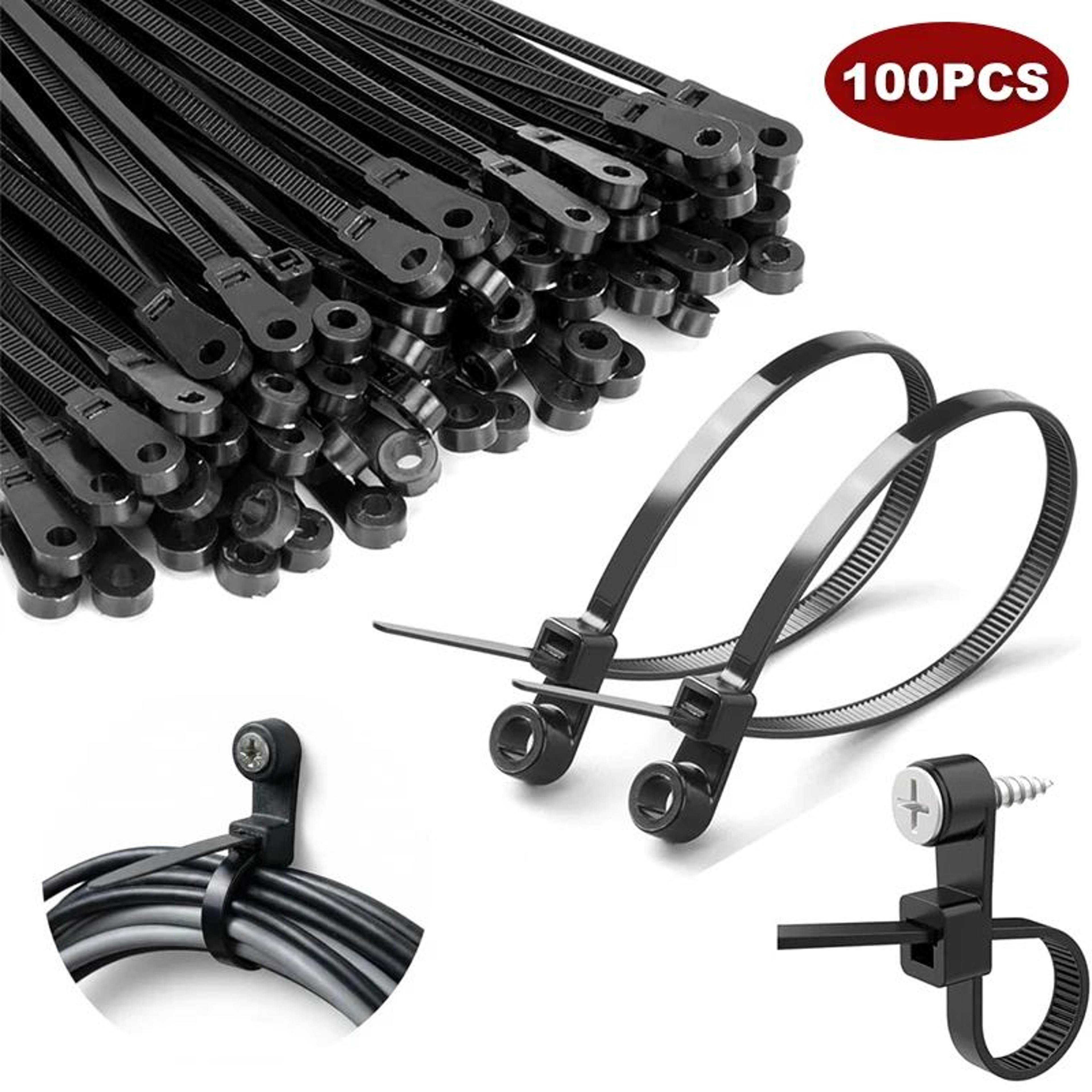 100/500pcs screw mount nylon cable ties self-locking wire organizer