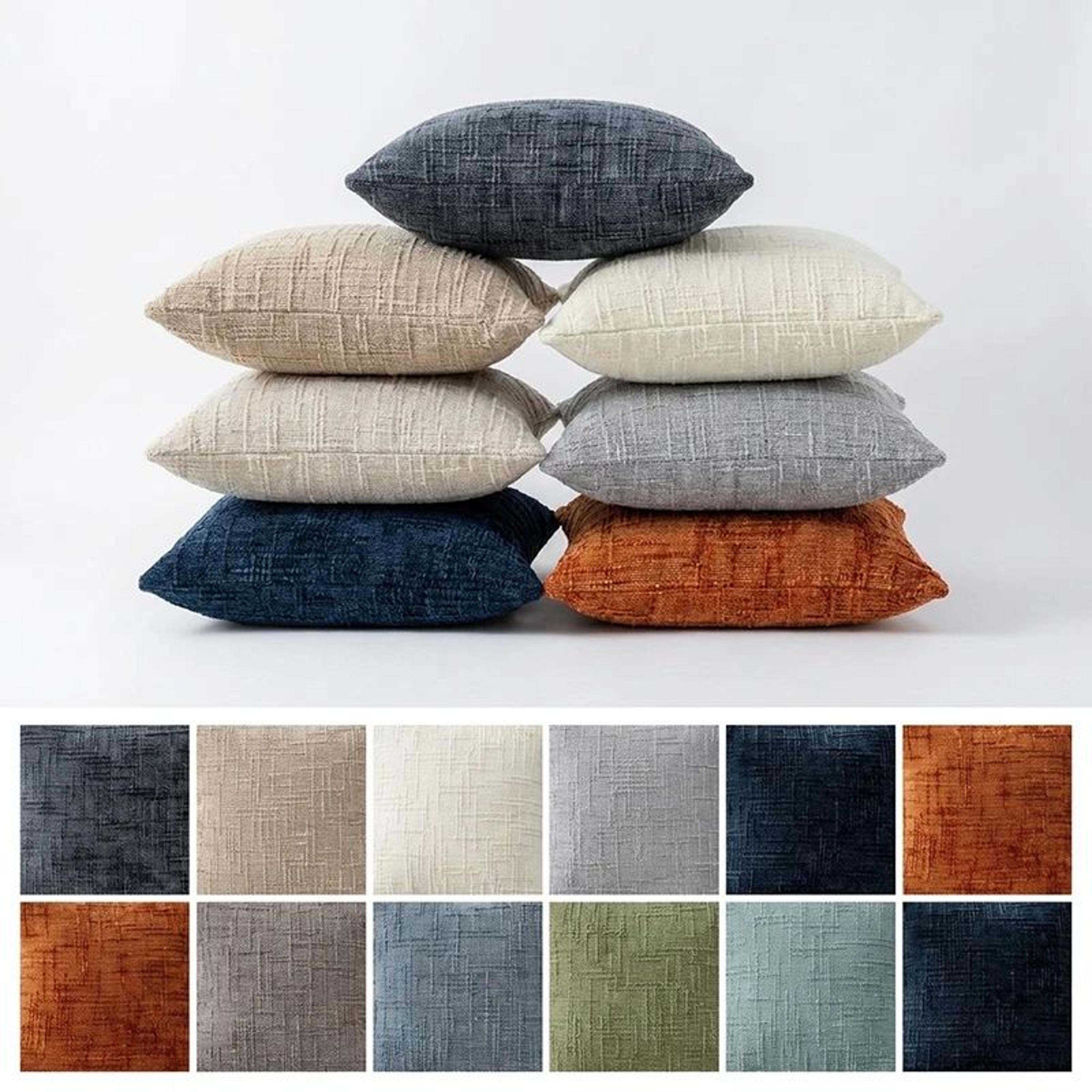textured chenille plaid throw pillow cover 17.7 inch for sofa bed and living room decor