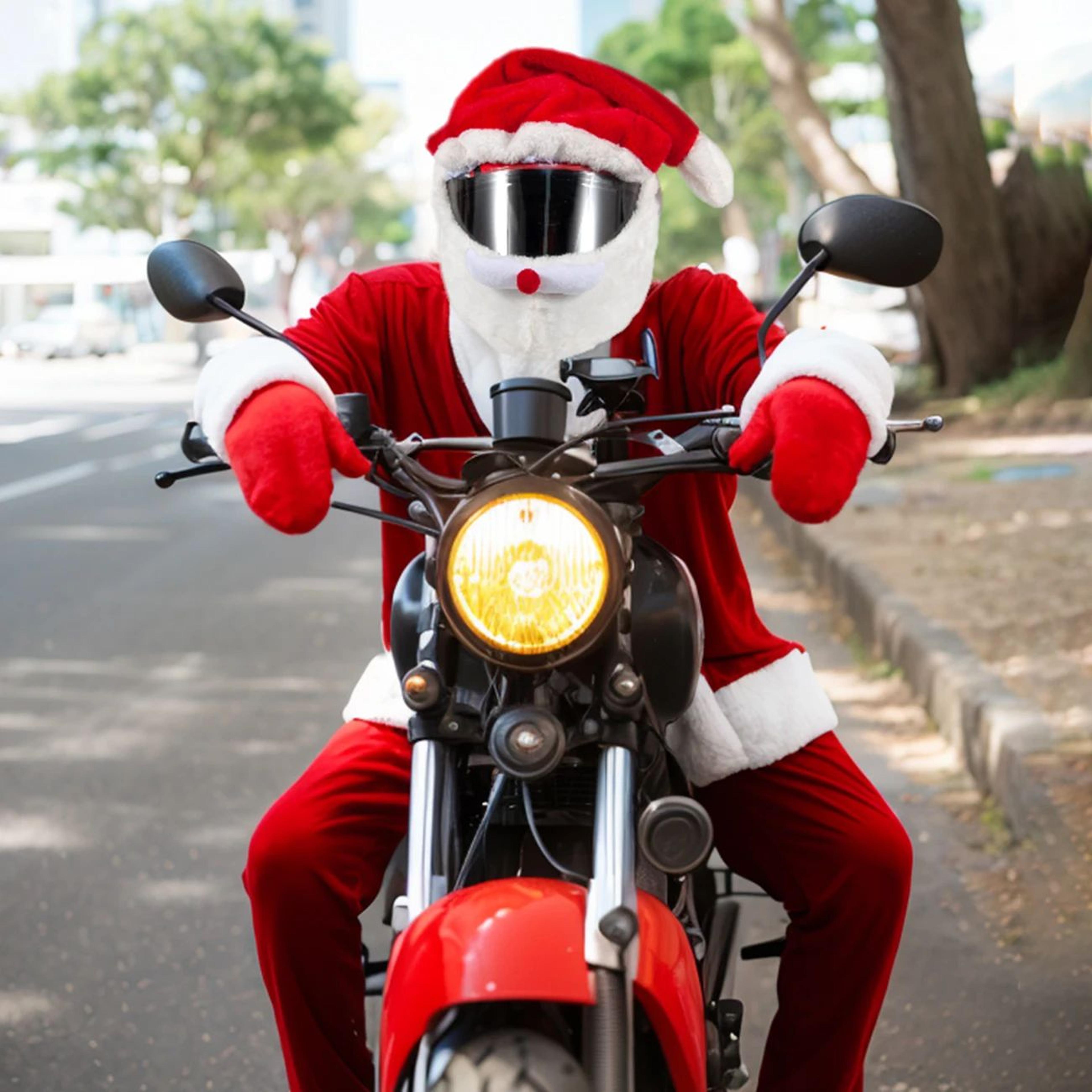plush santa motorcycle helmet cover christmas riding accessory