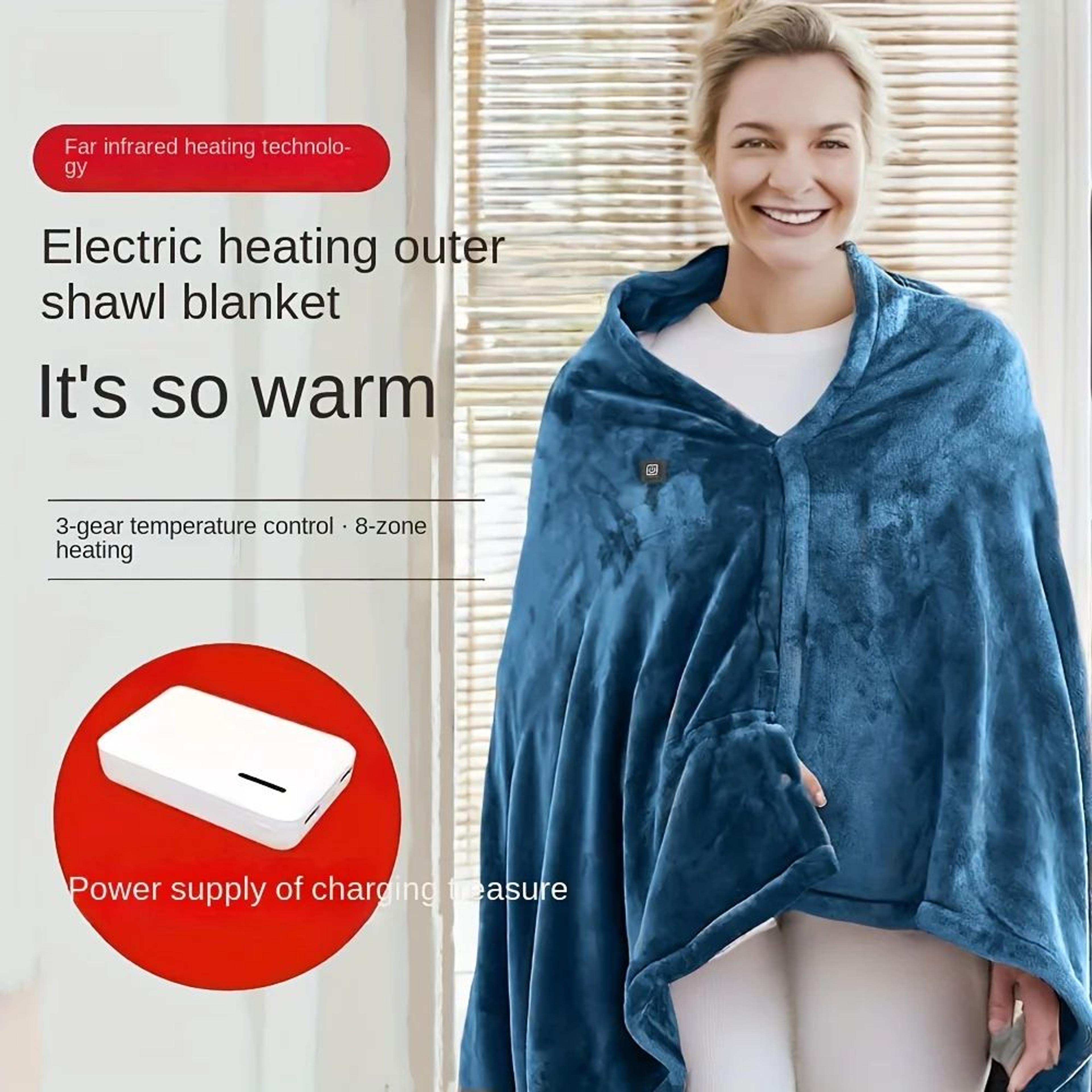 usb heated flannel shawl blanket with 3 heat settings