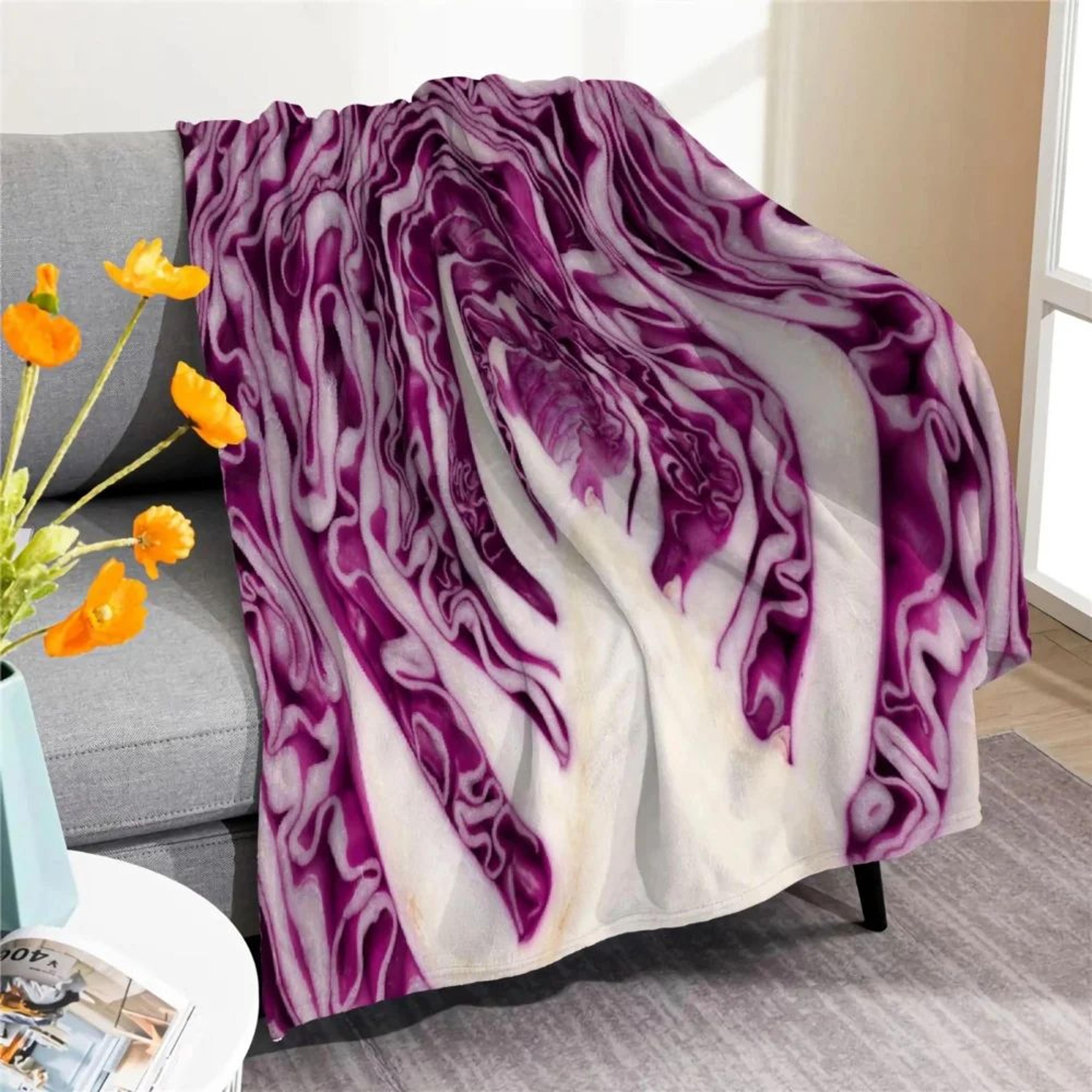 purple cabbage blanket cozy novelty vegetable throw for adults and teens