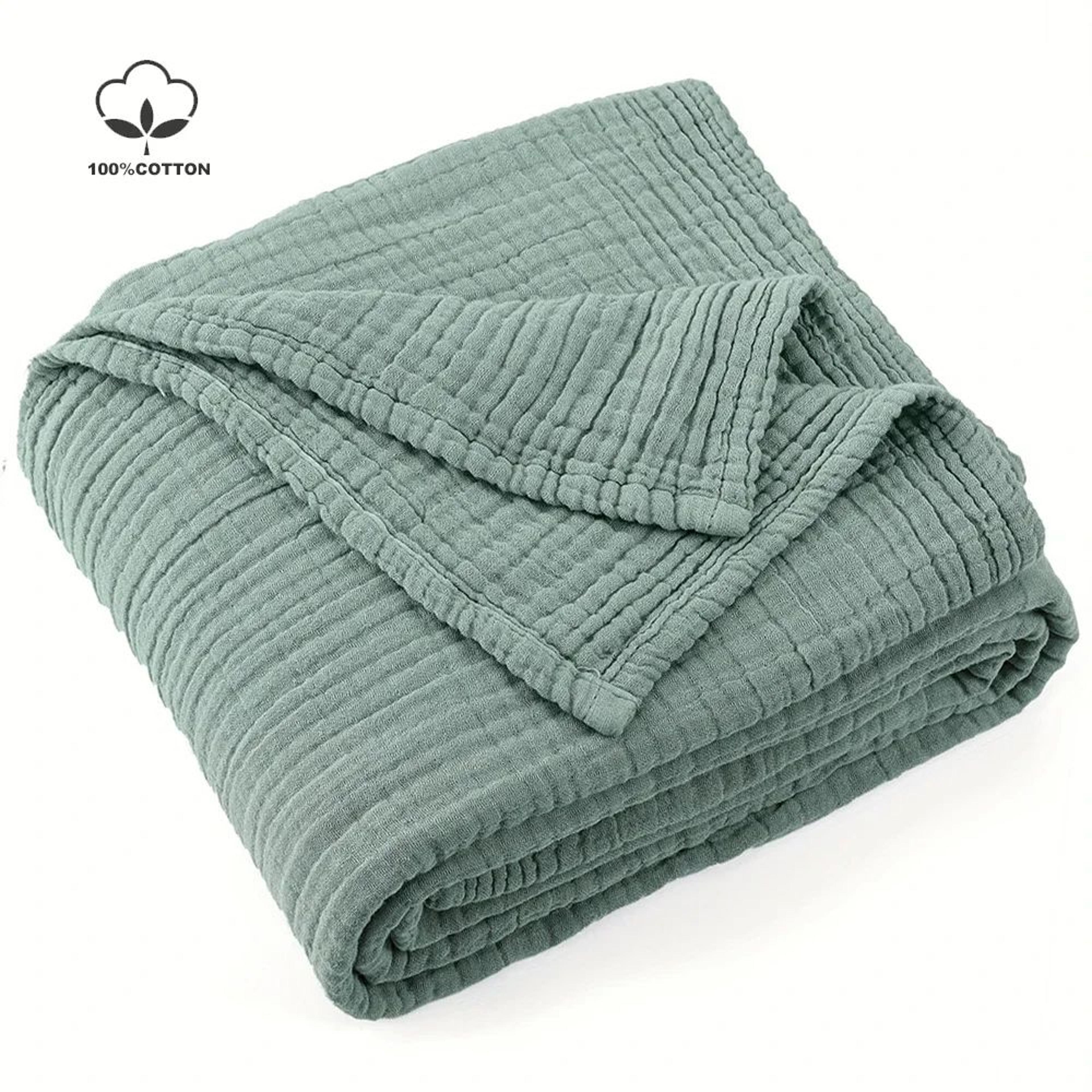 6-layer cotton muslin throw blanket lightweight breathable boho blanket