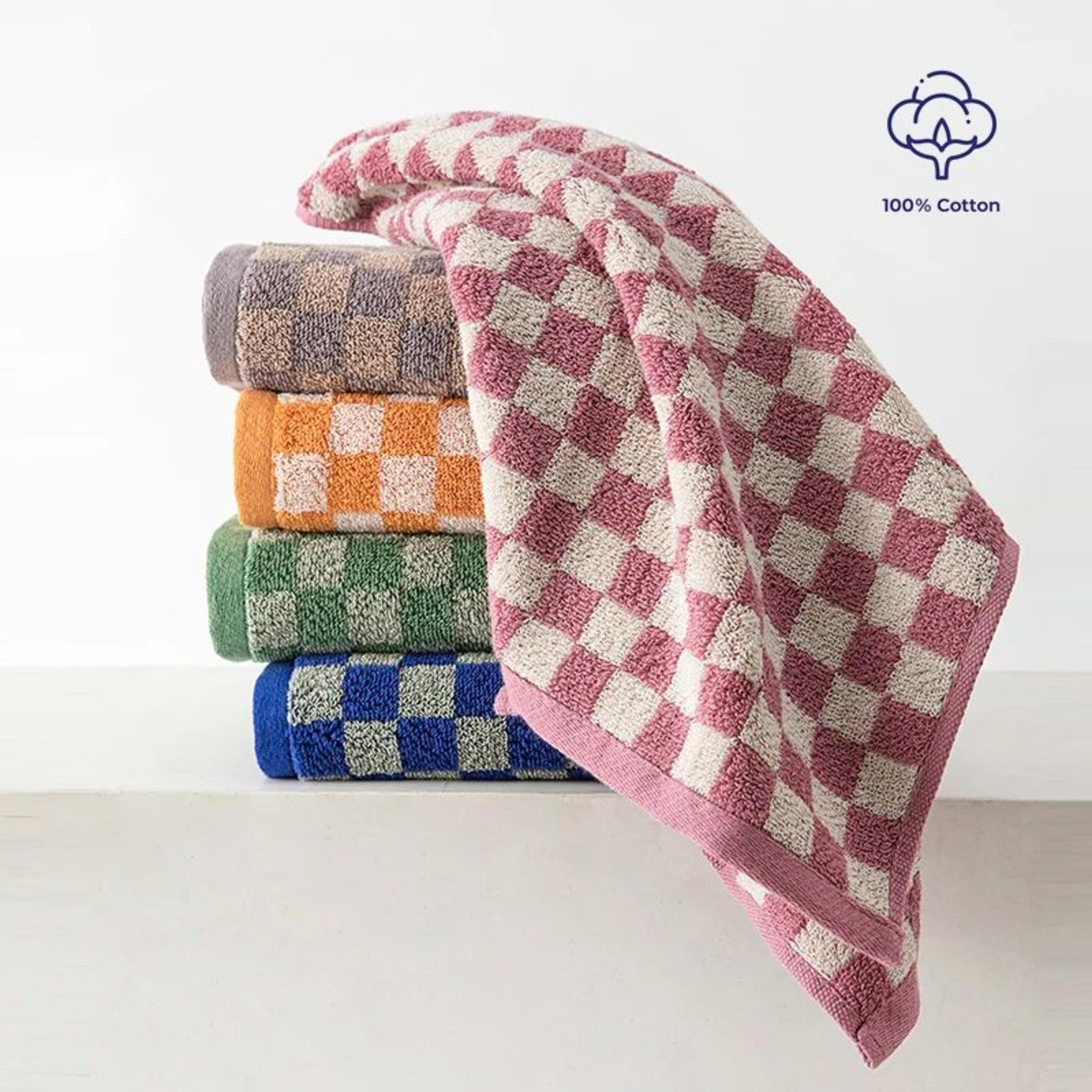 plaid cotton bath towel set soft absorbent lightweight bathroom towels