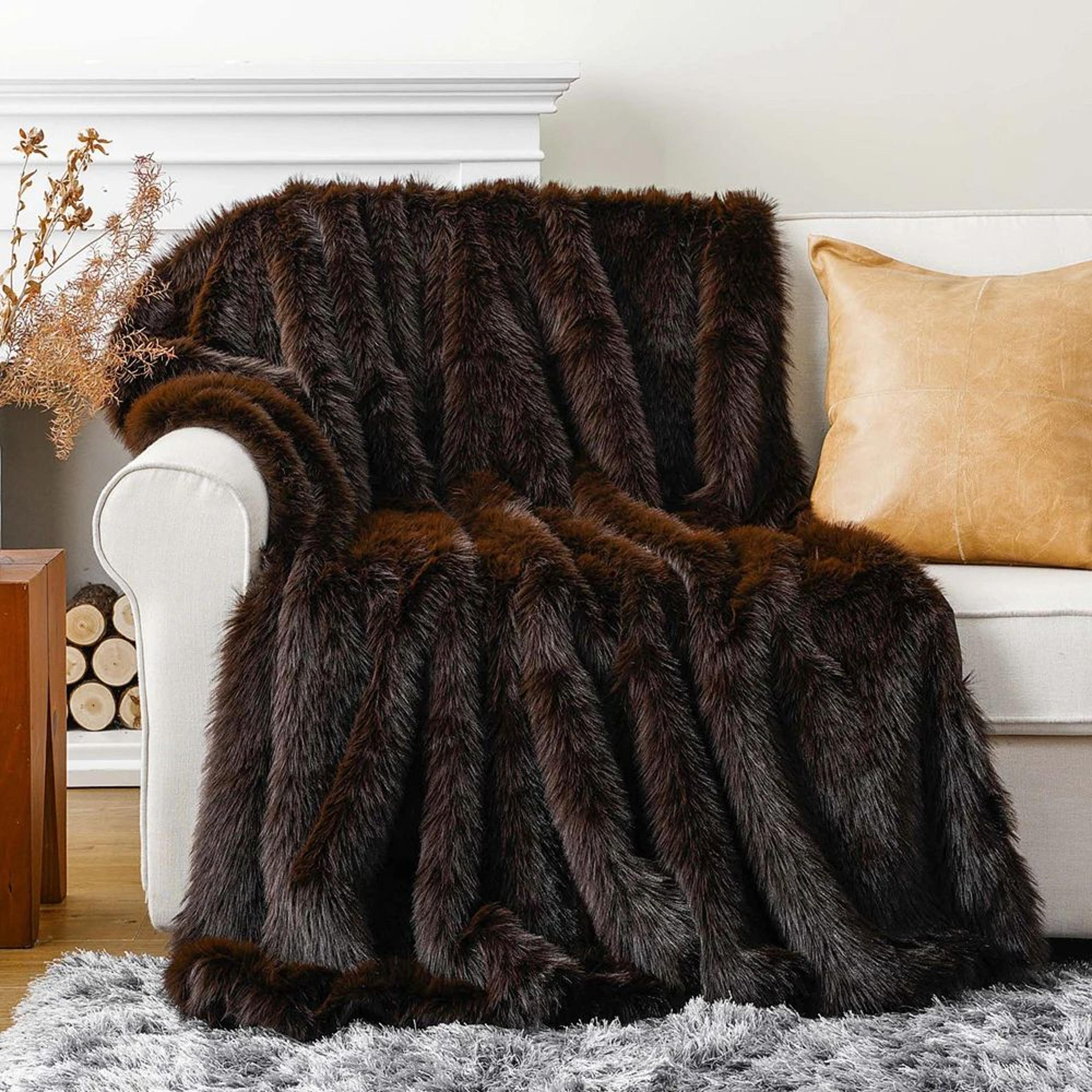 luxury mink faux fur throw blanket soft warm plush blanket for bed and sofa
