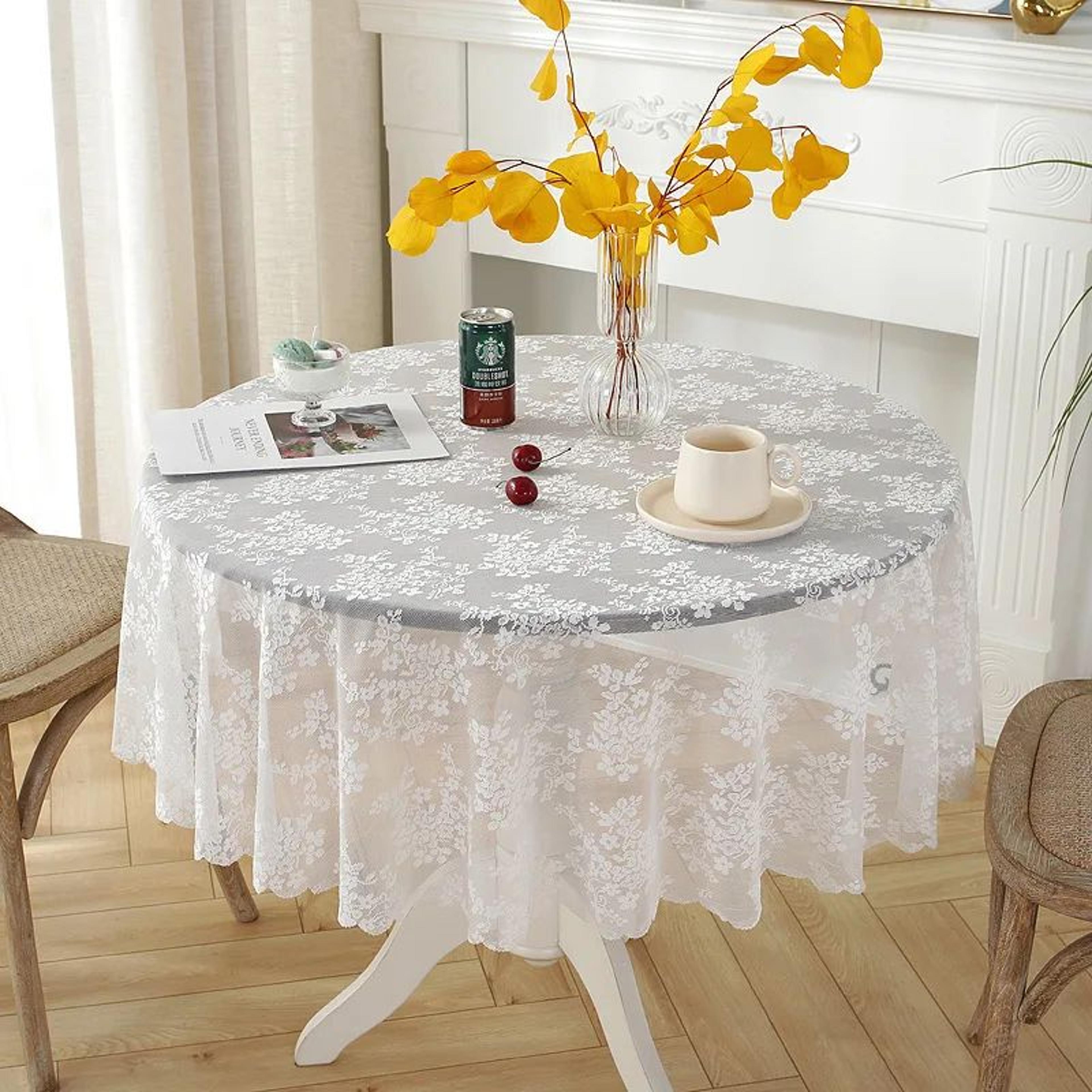 white floral lace tablecloth for round and rectangle tables wedding and party decor