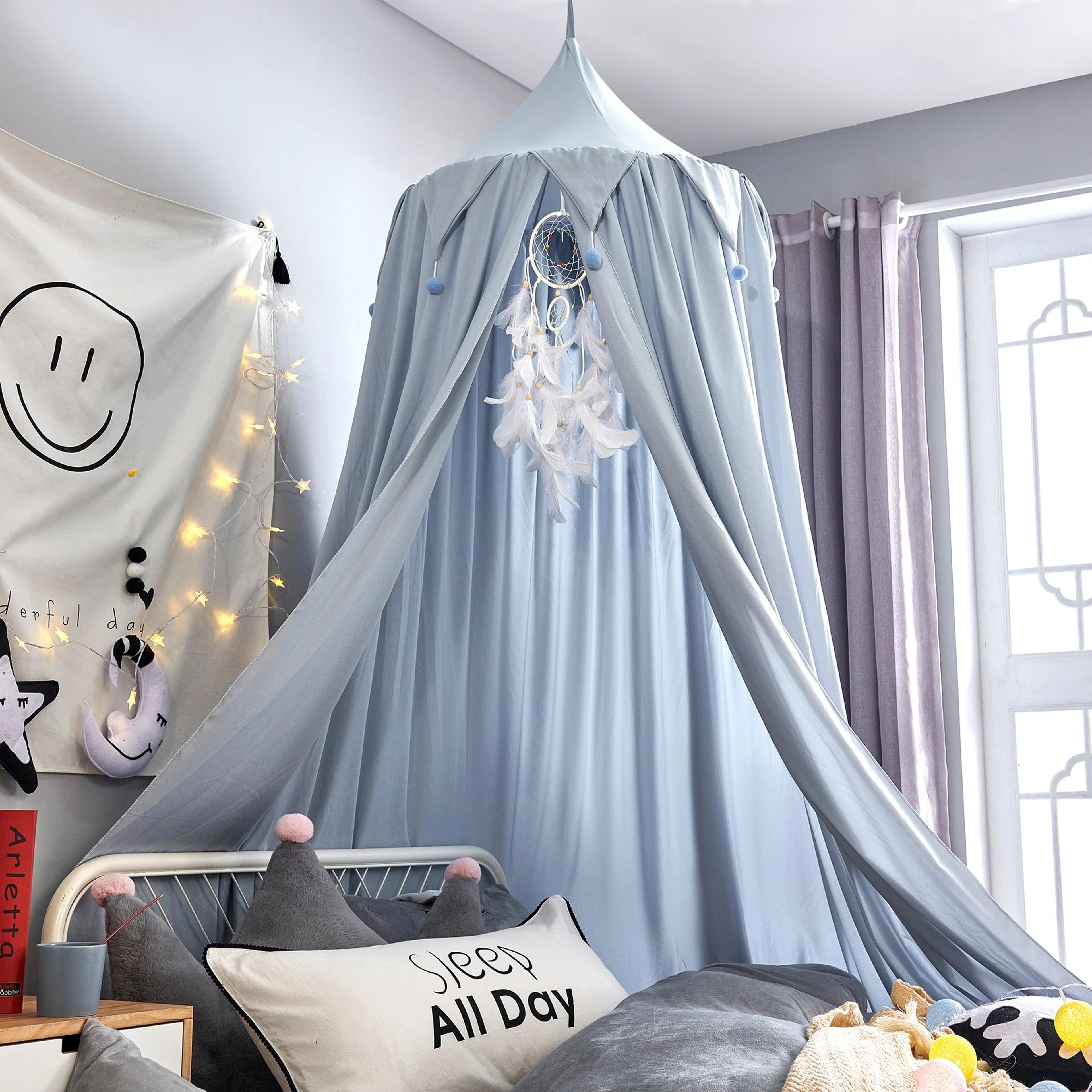 battilo round dome kids bed canopy mosquito net and reading noo