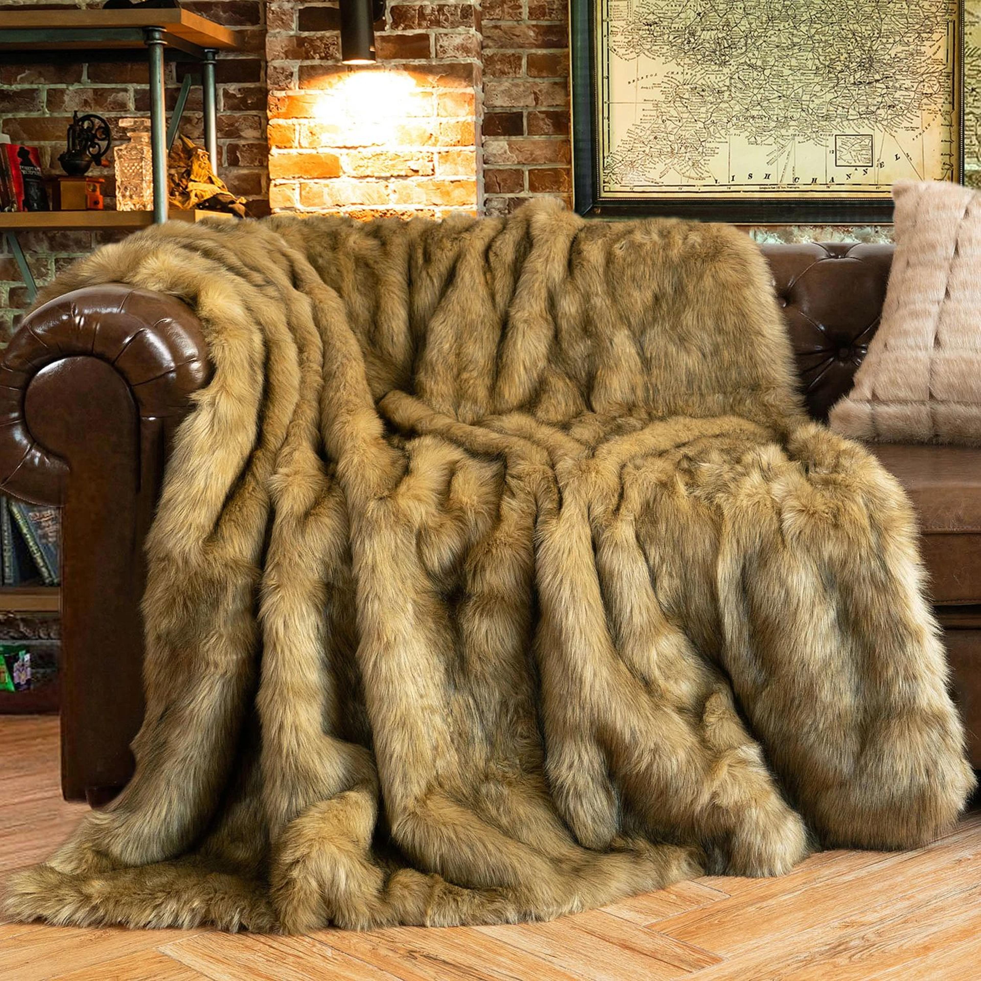 luxury faux fur throw blanket soft fluffy warm blanket for bed and sofa