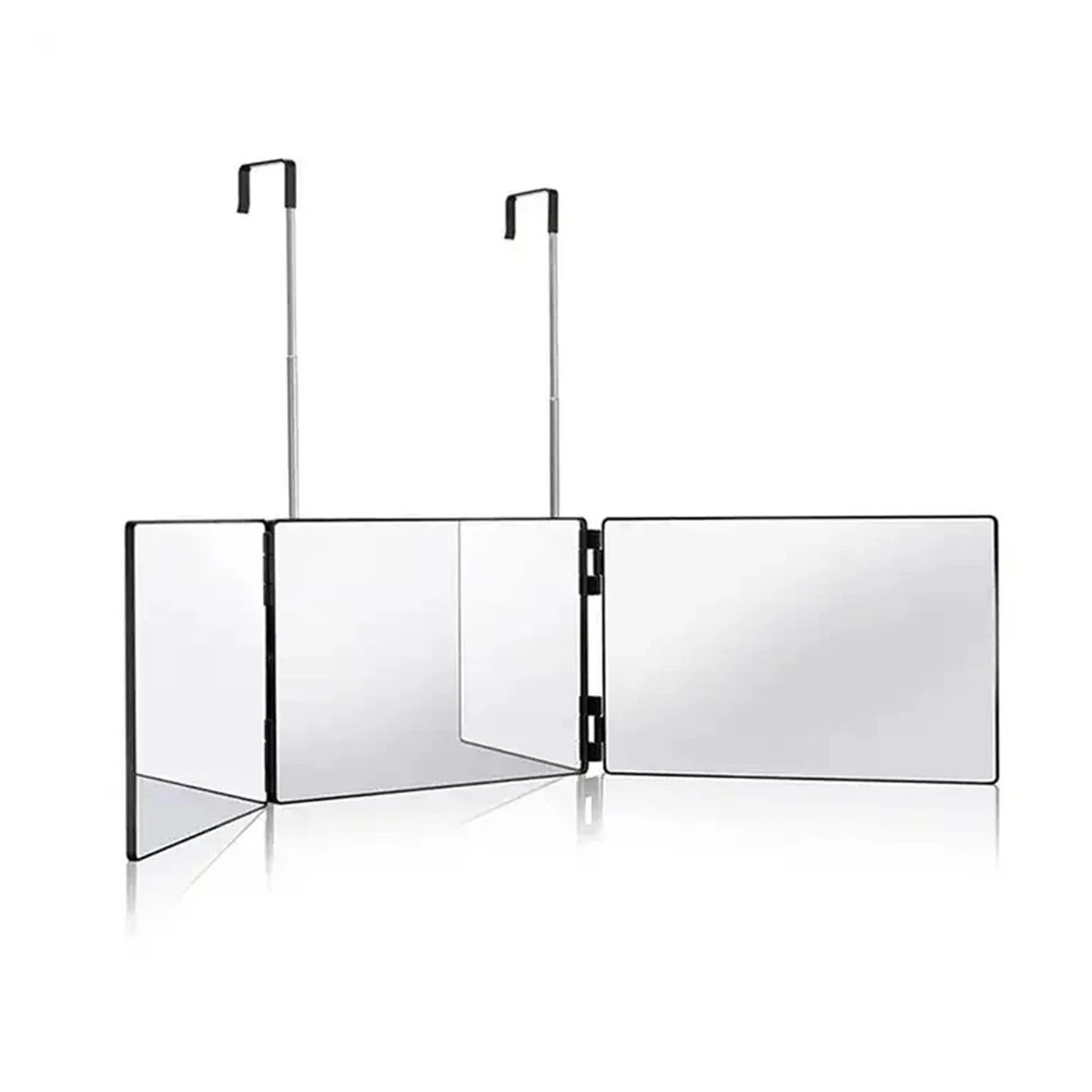 360 trifold self haircut mirror with adjustable telescoping hooks