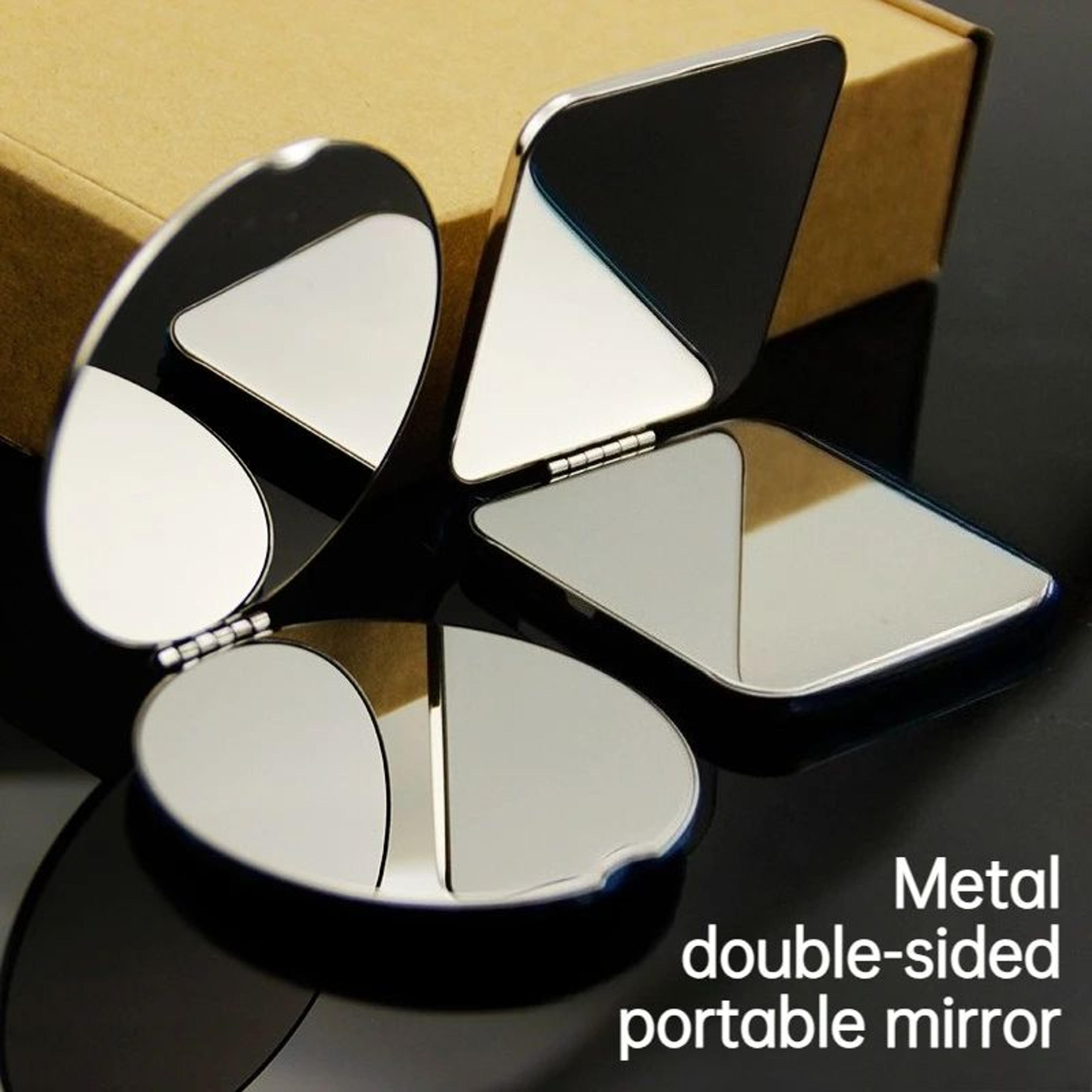 double-sided metal compact mirror portable folding makeup mirror for travel and purse