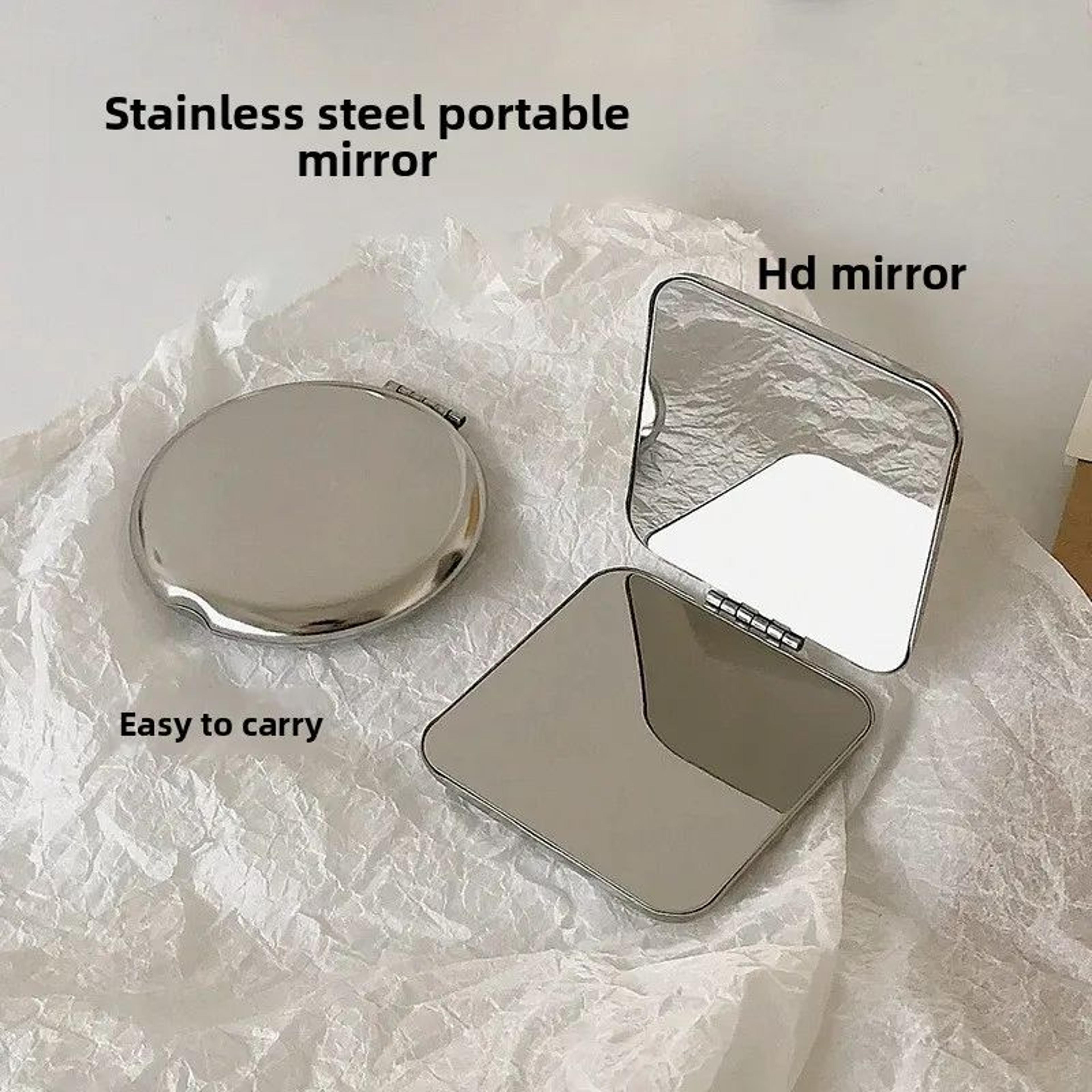 stainless steel double-sided compact mirror portable folding pocket mirror