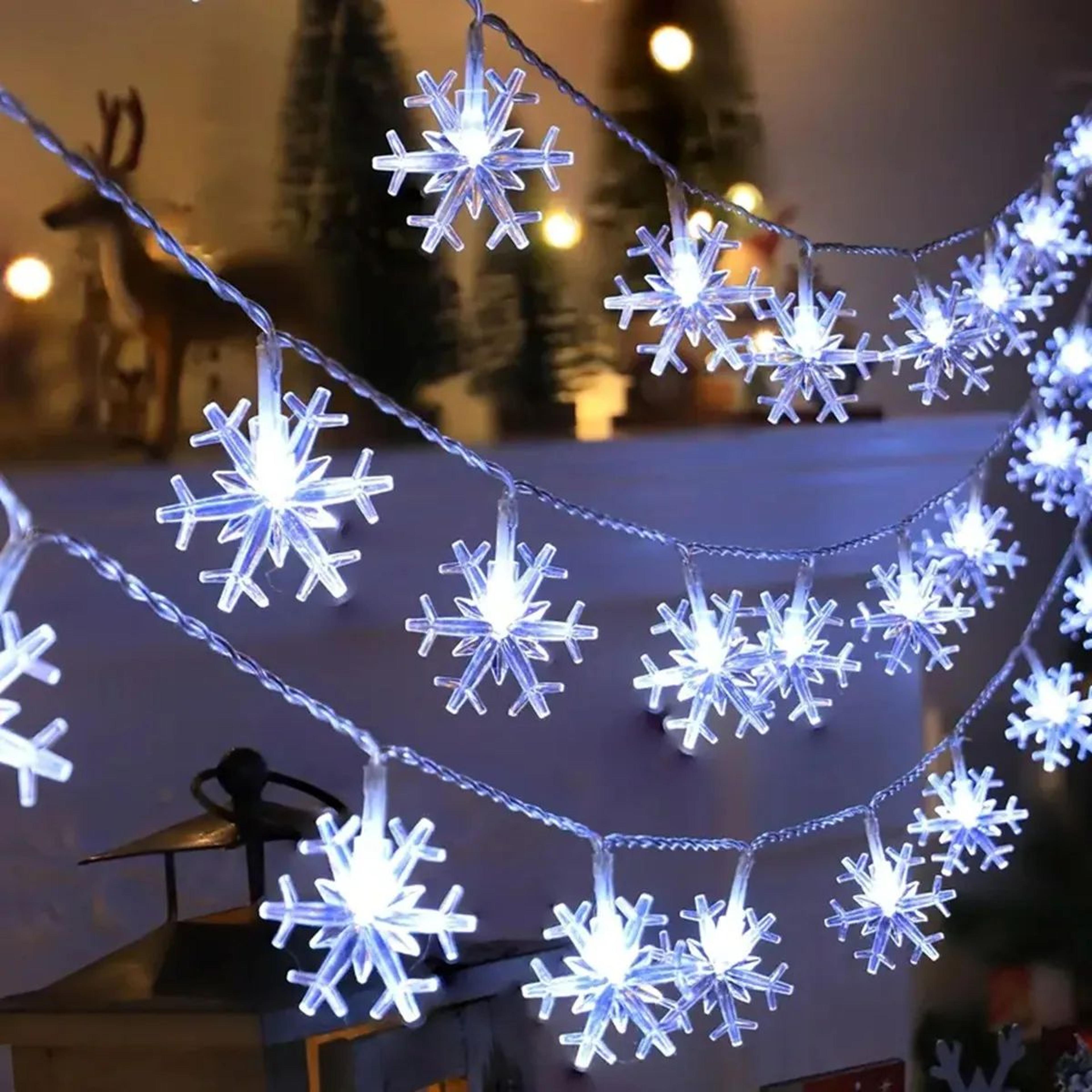 led christmas snowflake string lights battery powered fairy lights for holiday decor