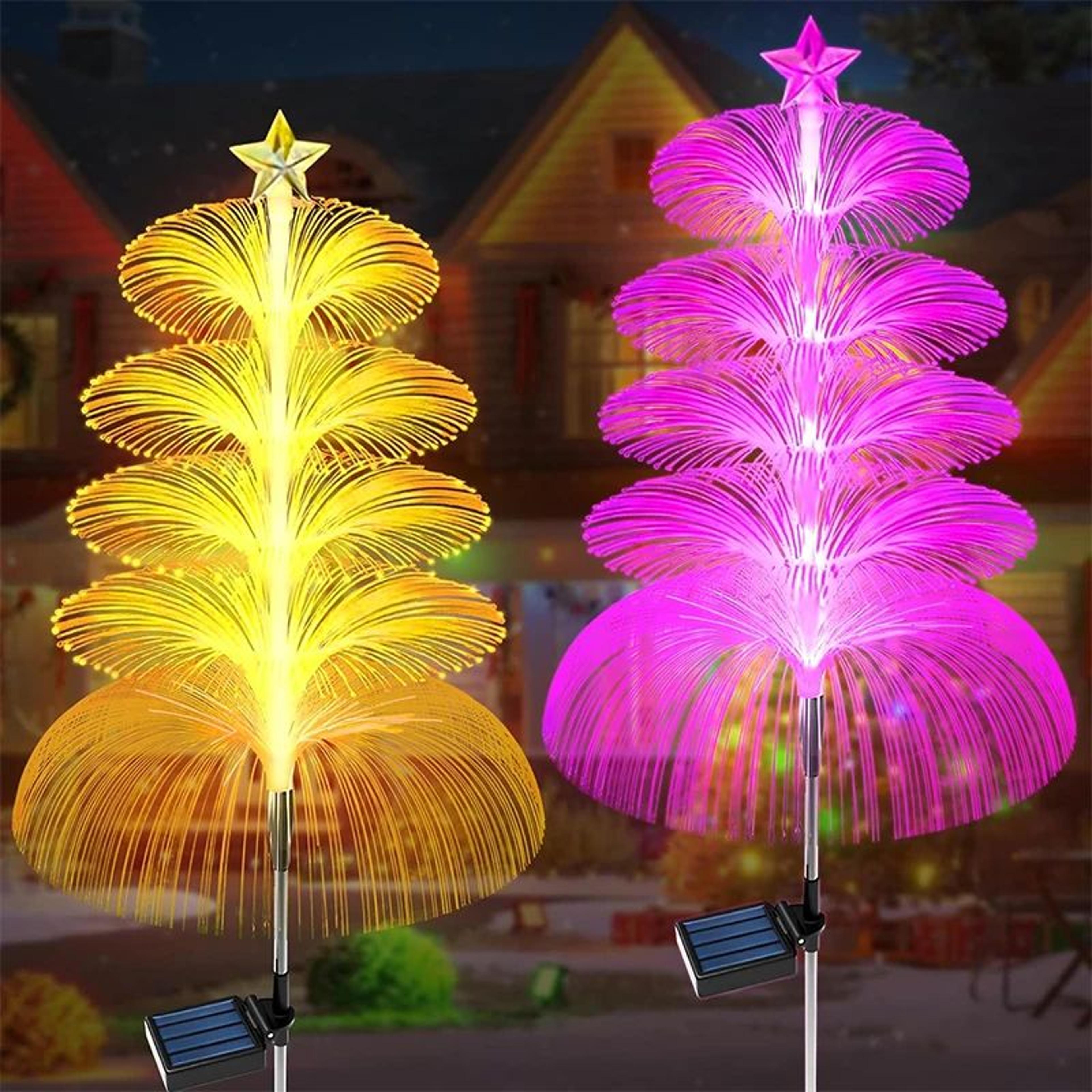 solar jellyfish garden light color changing outdoor landscape stake lamp