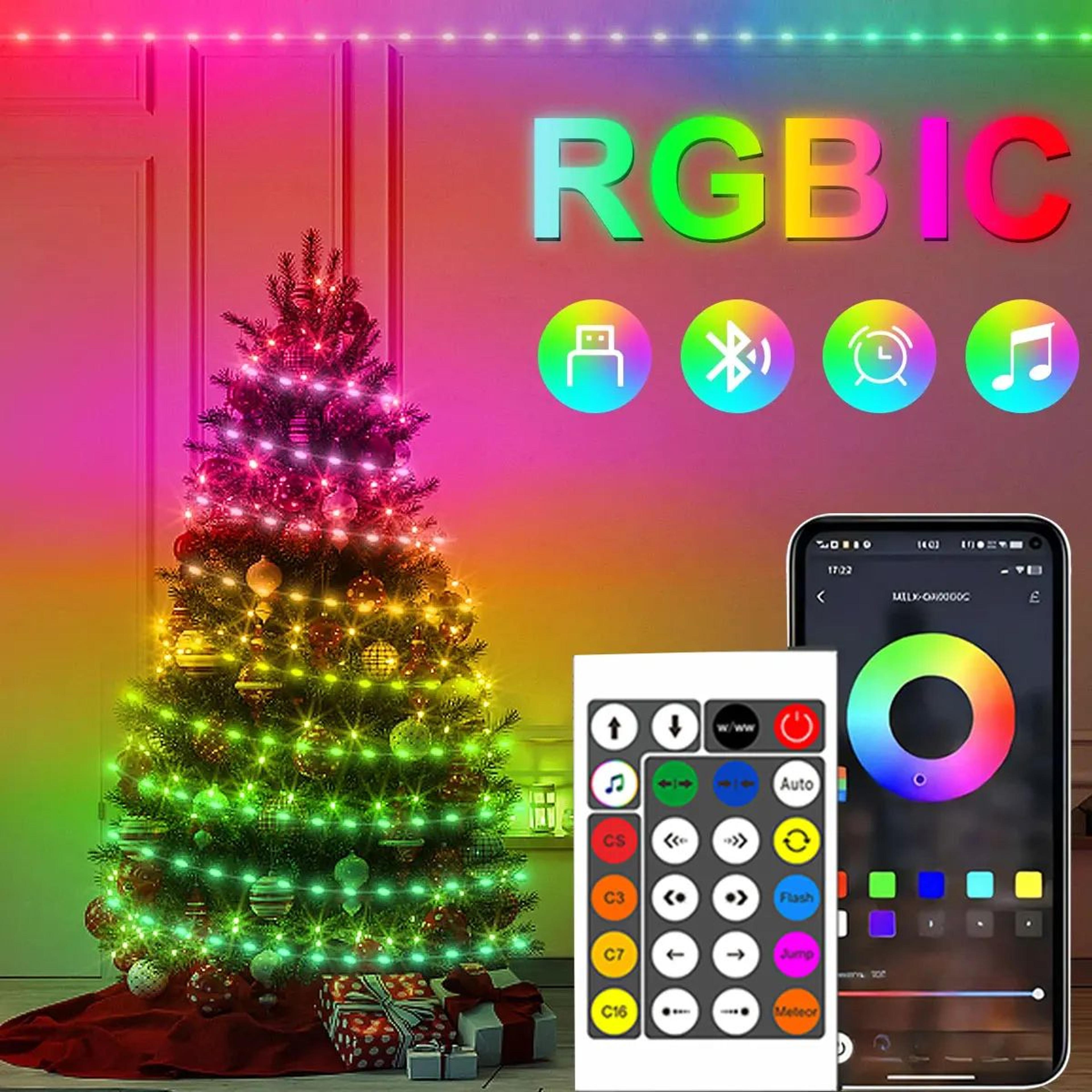 20m rgbic smart led string lights with bluetooth app and music sync