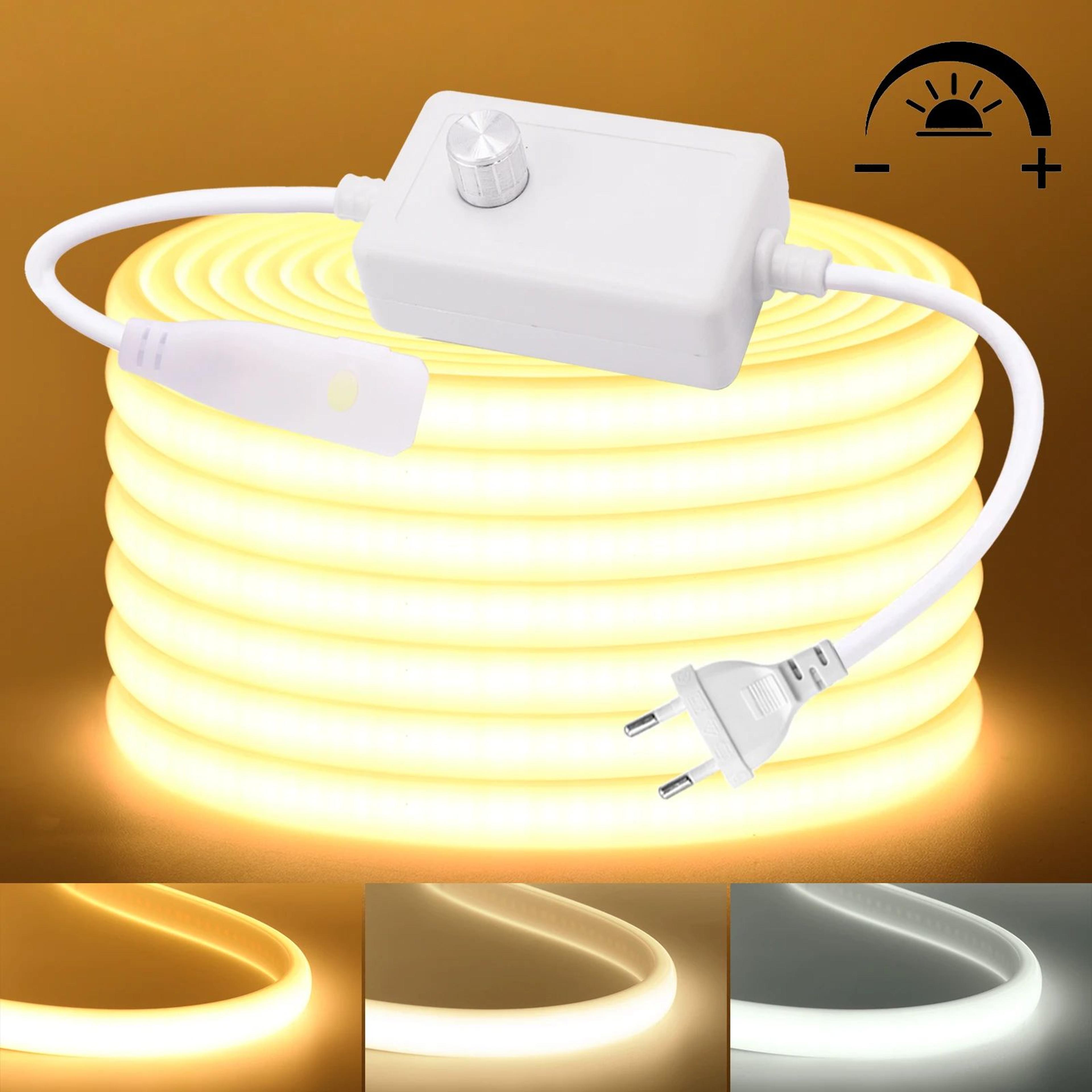 220v dimmable cob led strip light ip65 with eu plug for kitchen and home lighting