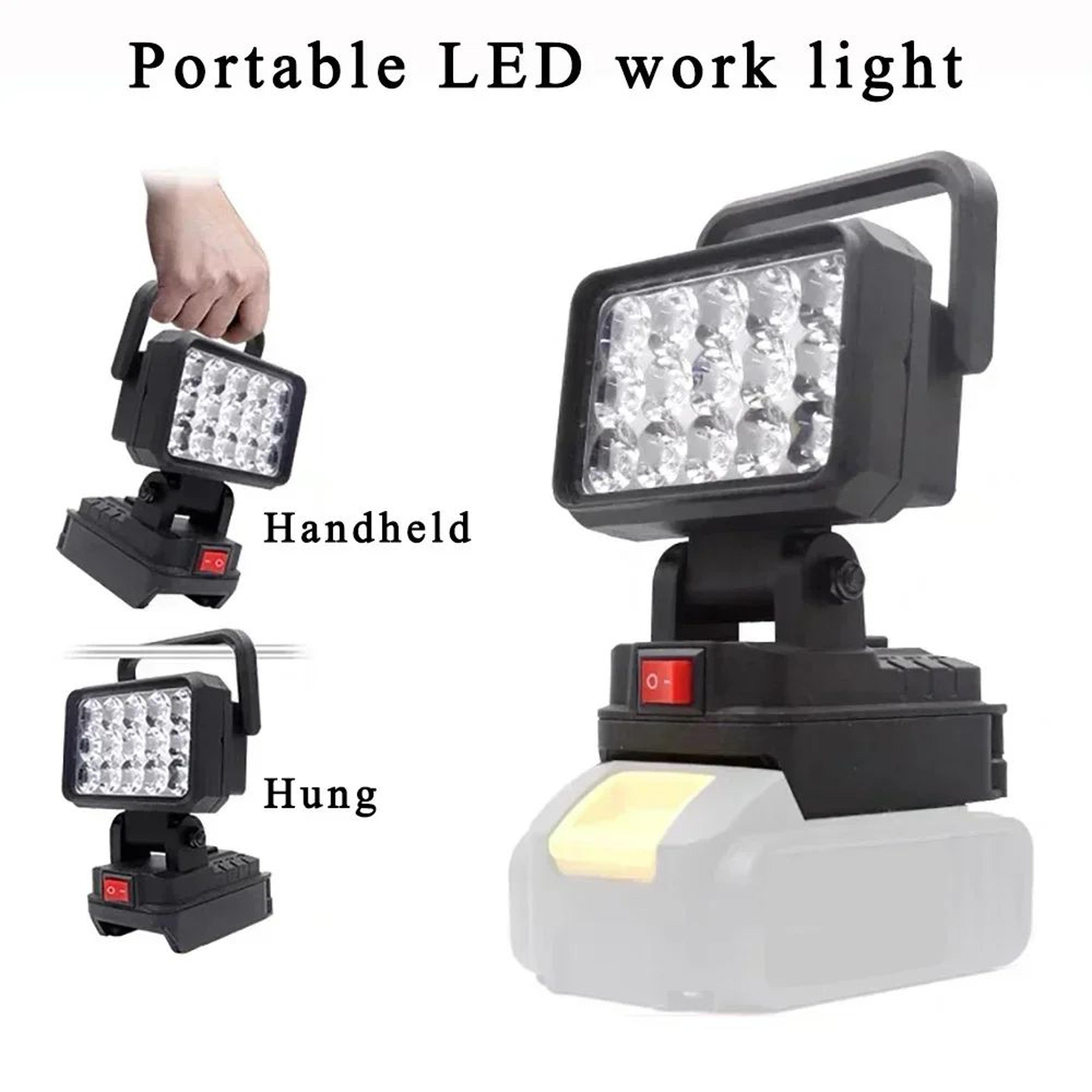 15 led portable work light for 18v batteries with adjustable spotlight and usb output