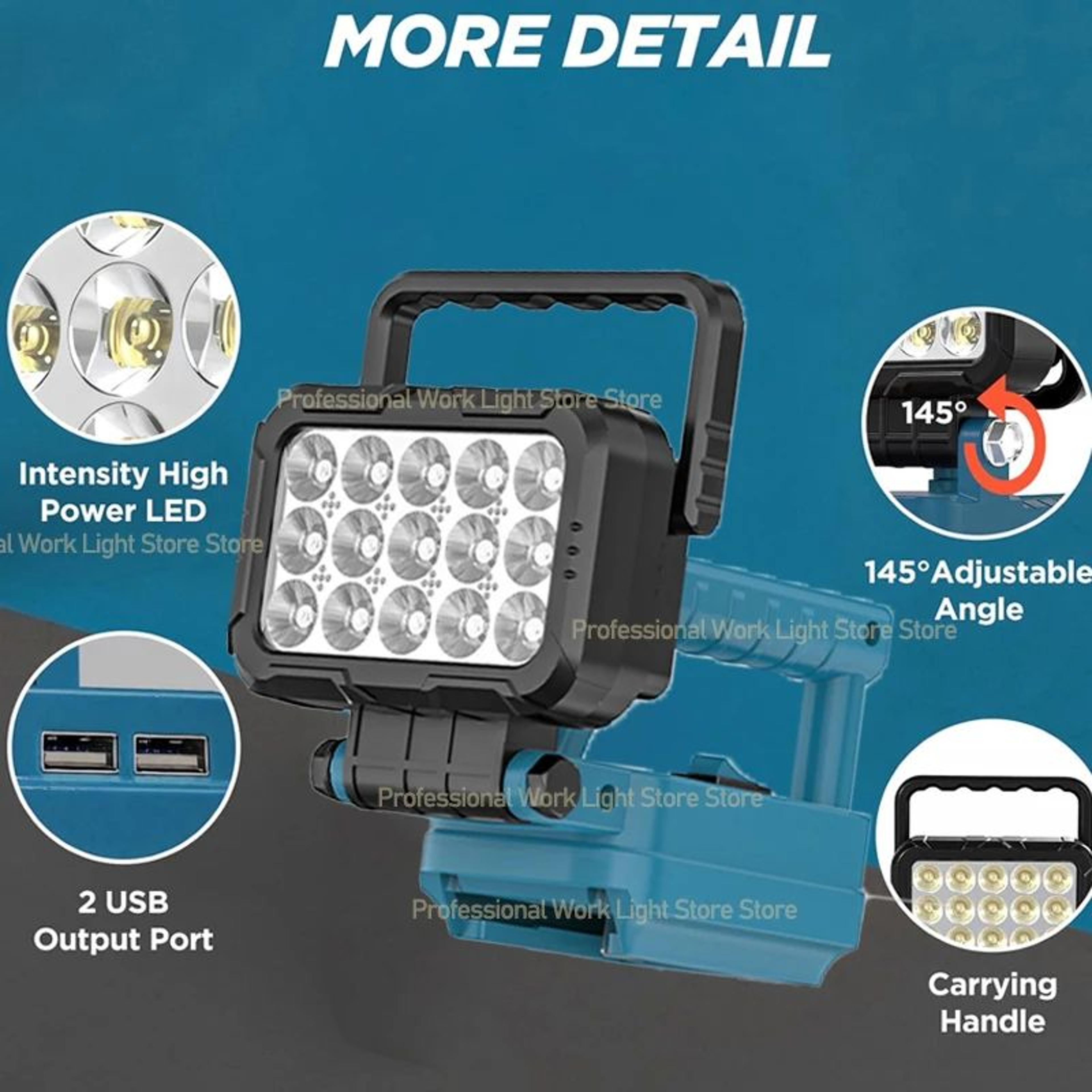 cordless led work light for makita 18v battery portable flood lamp