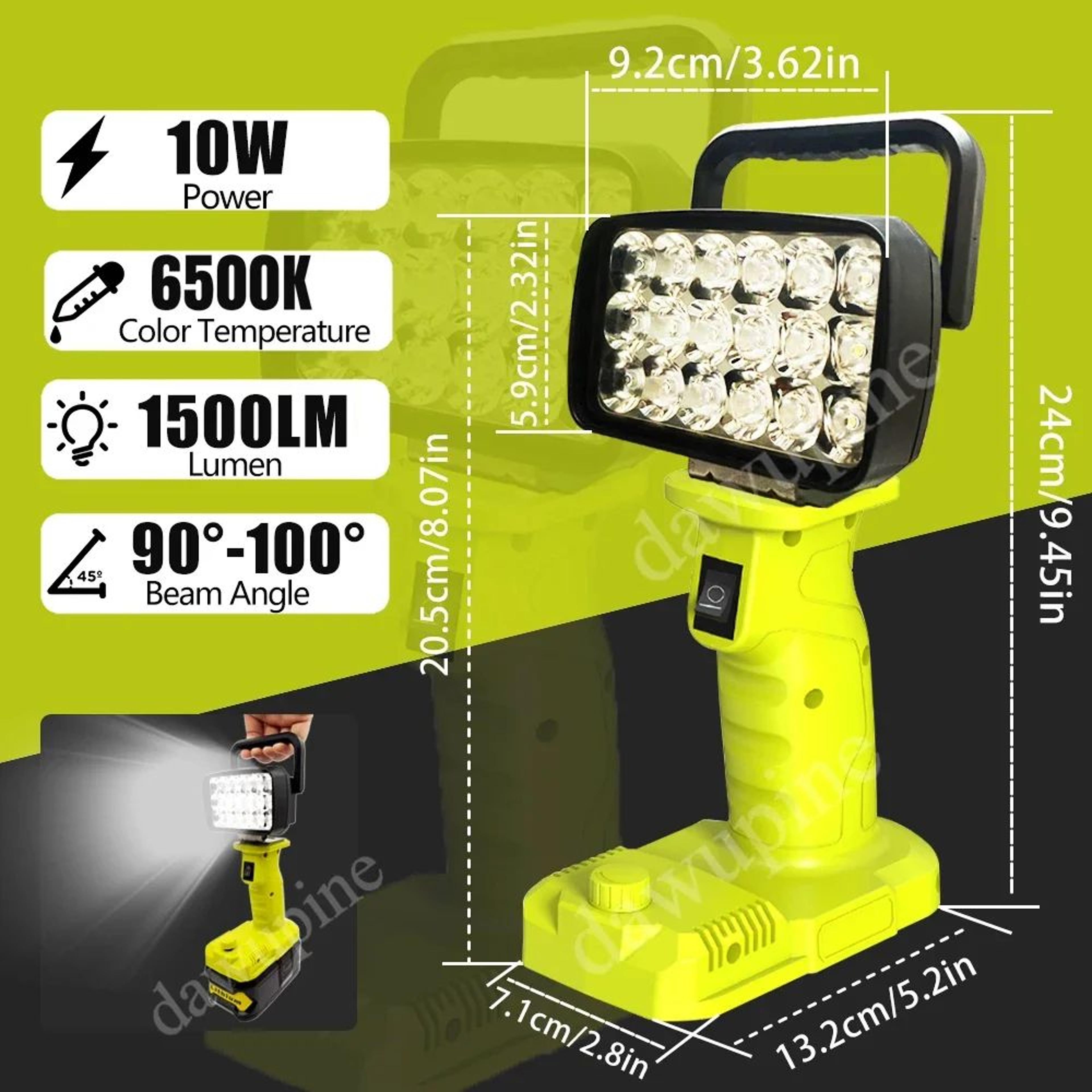 18 led work light for ryobi 18v battery portable camping spotlight
