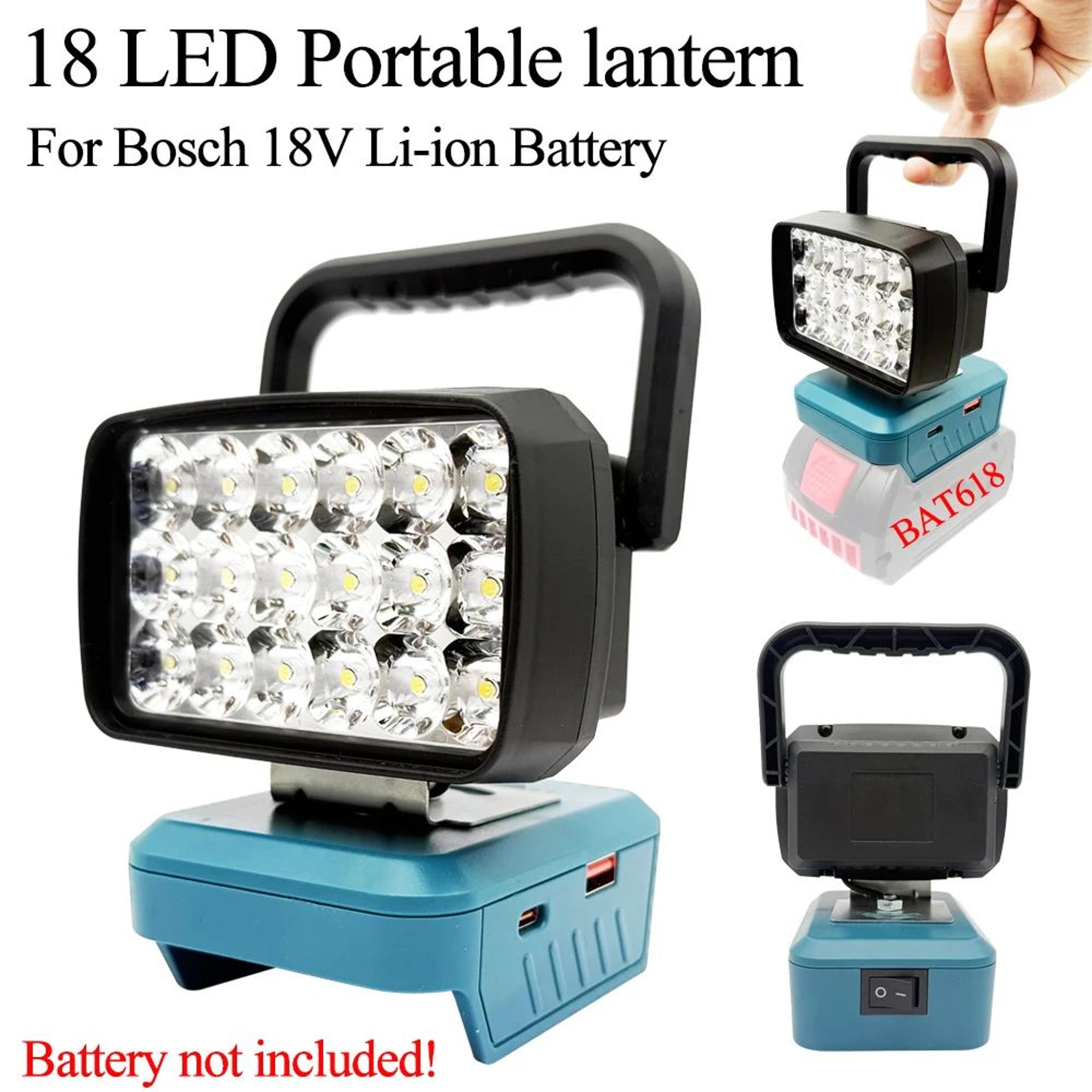 18 led cordless work light for bosch 18v batteries with usb type-c charging