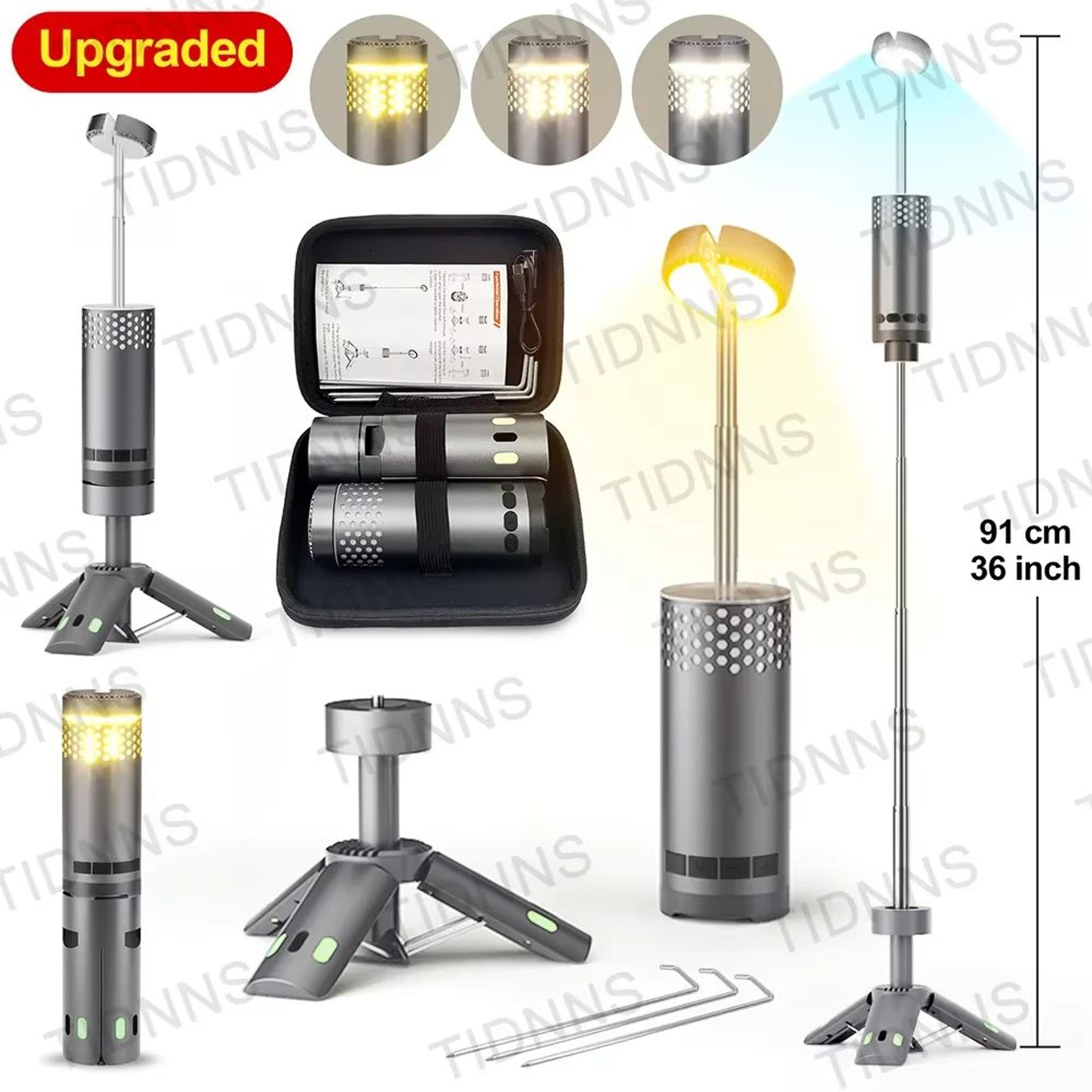 rechargeable telescopic led camping flashlight with tripod stand