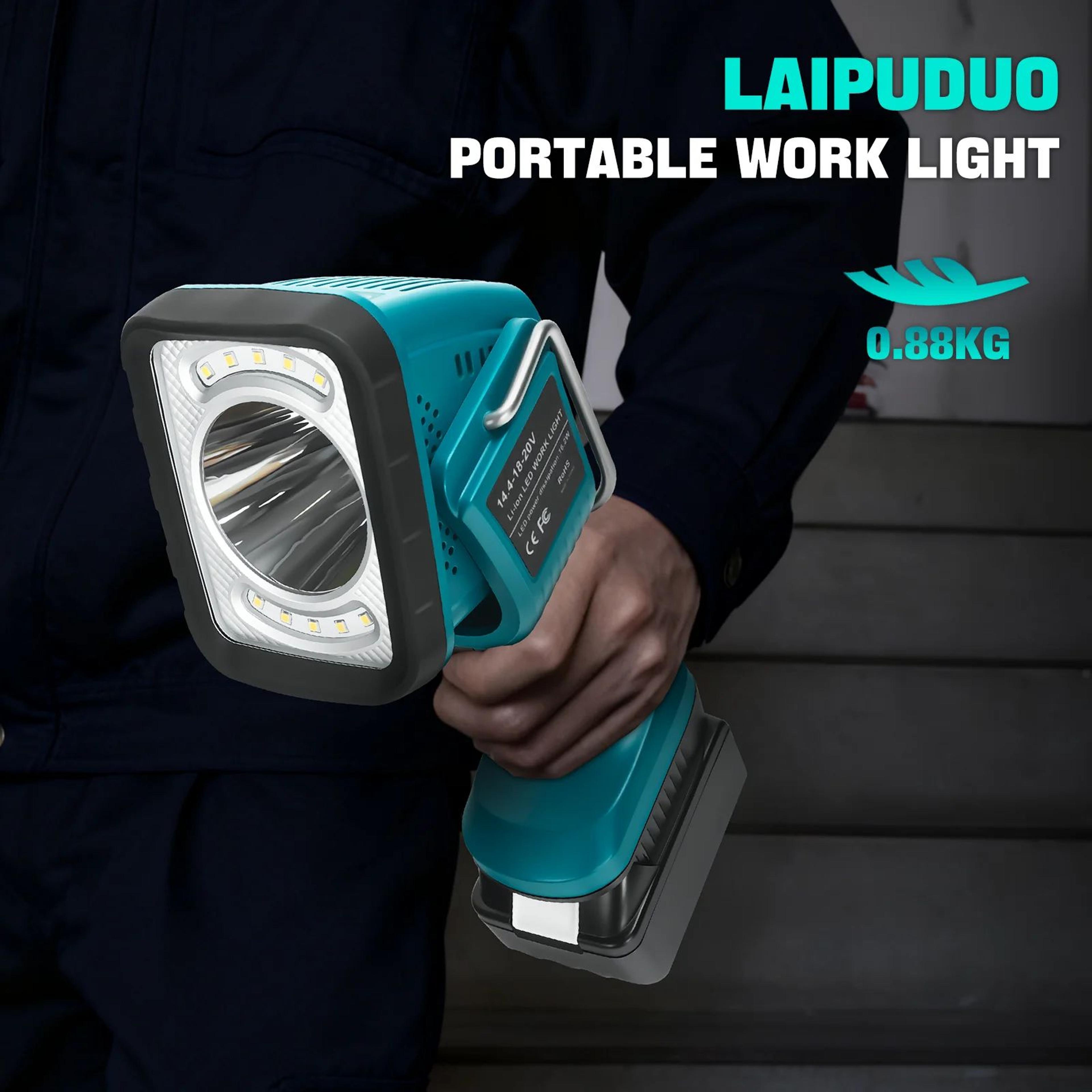 1250 lumen cordless led work light for makita 18v battery with 4 lighting modes