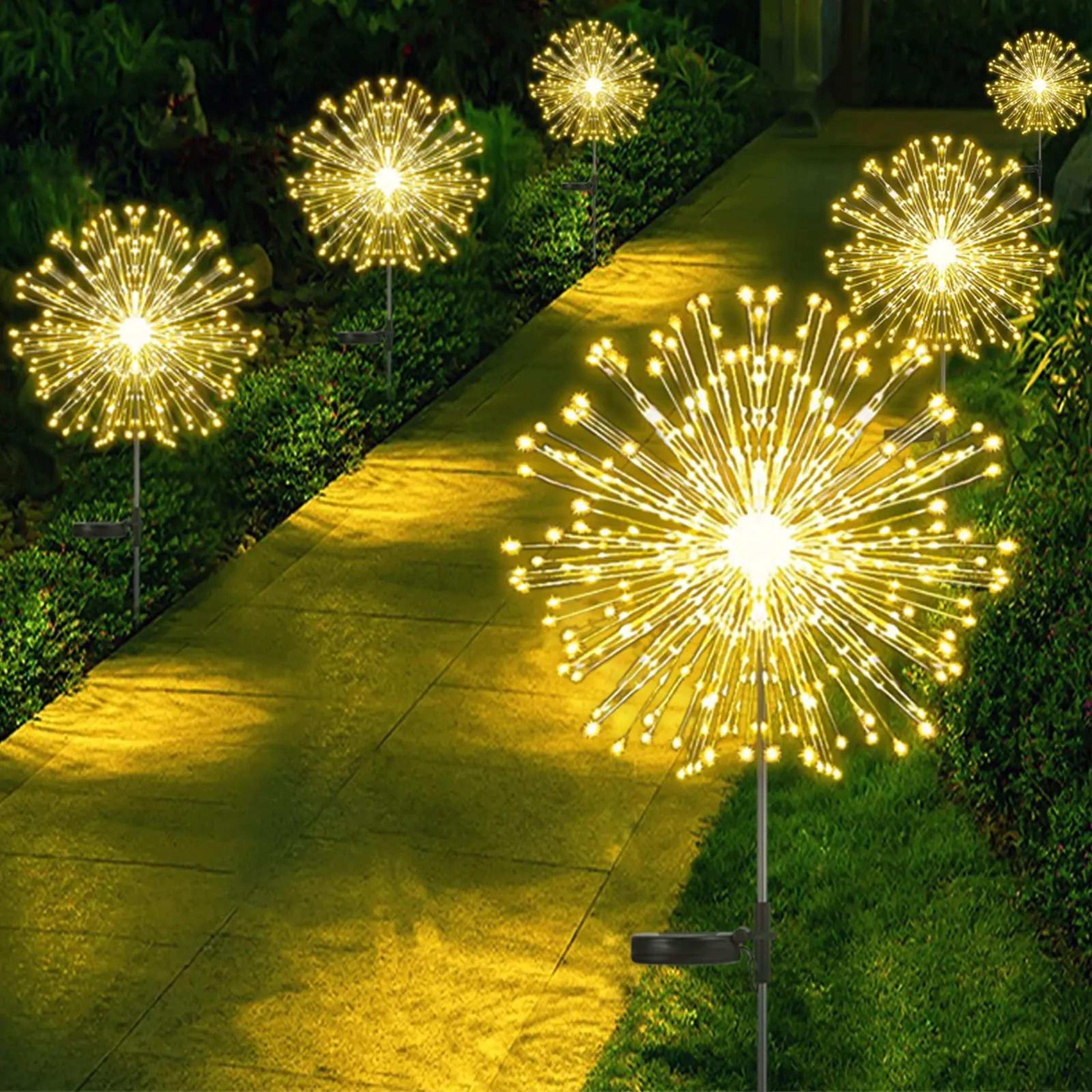 solar firework garden lights waterproof led fairy lawn lamp