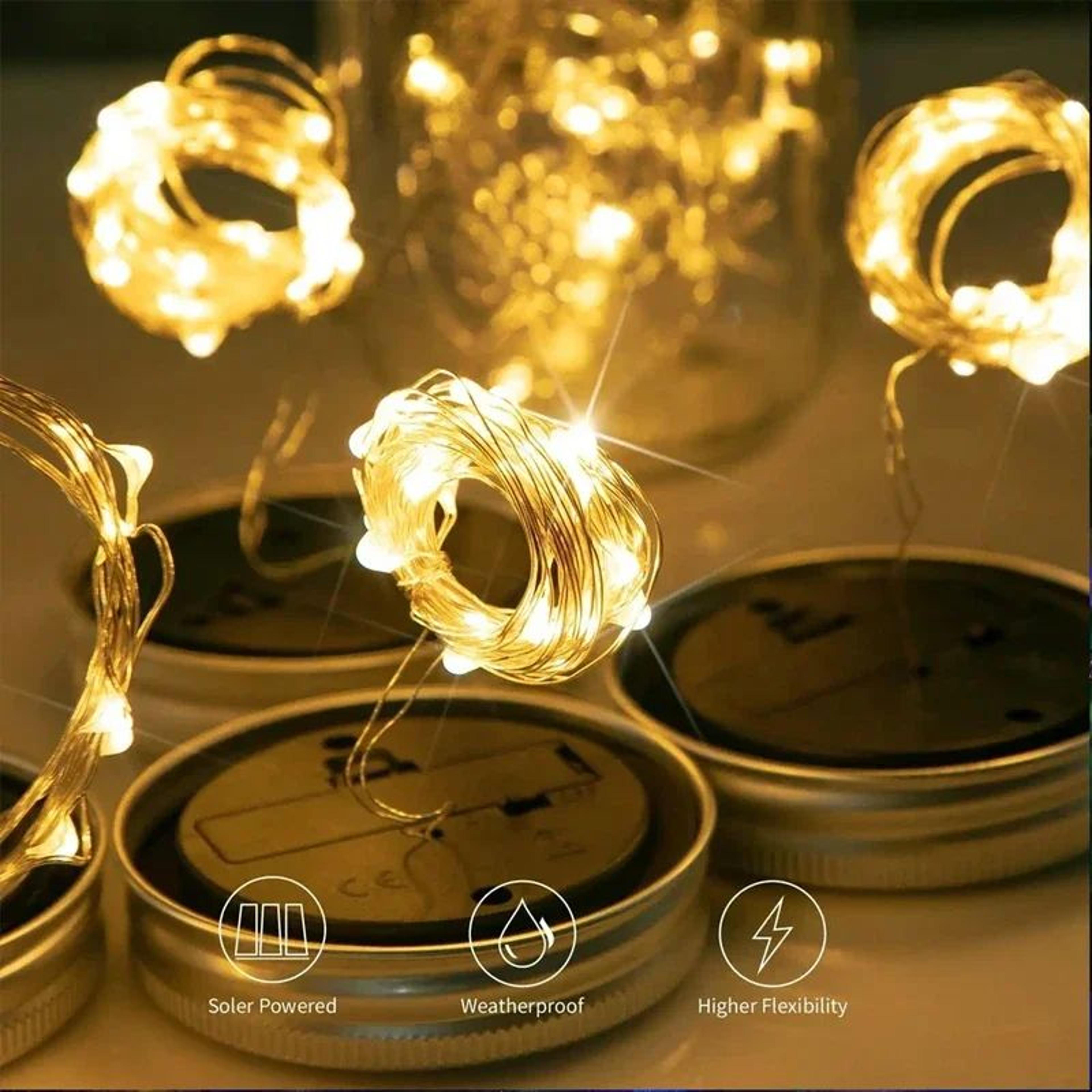 20 led solar mason jar fairy lights with waterproof lids and hangers