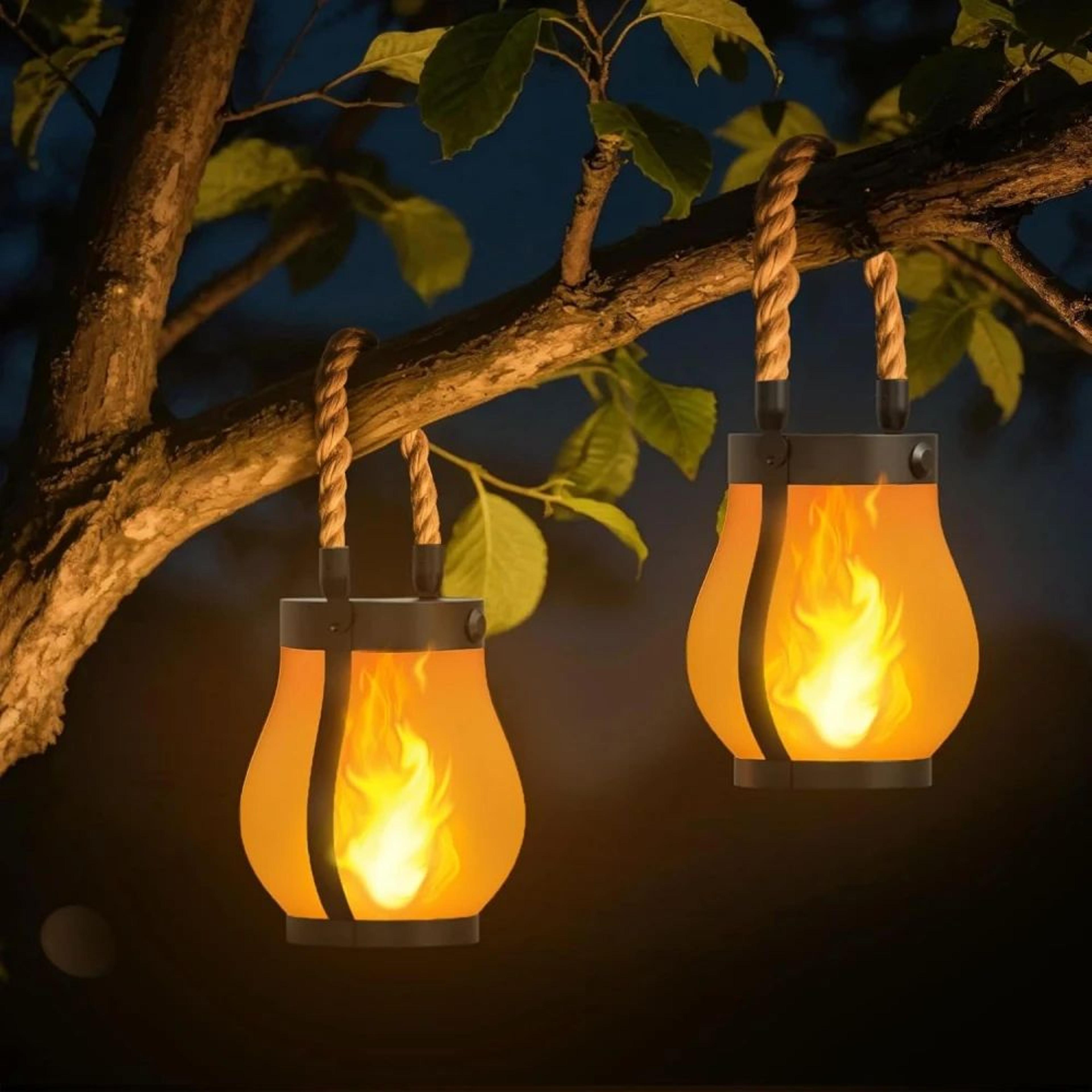 solar flickering flame hanging lantern for patio and garden decor