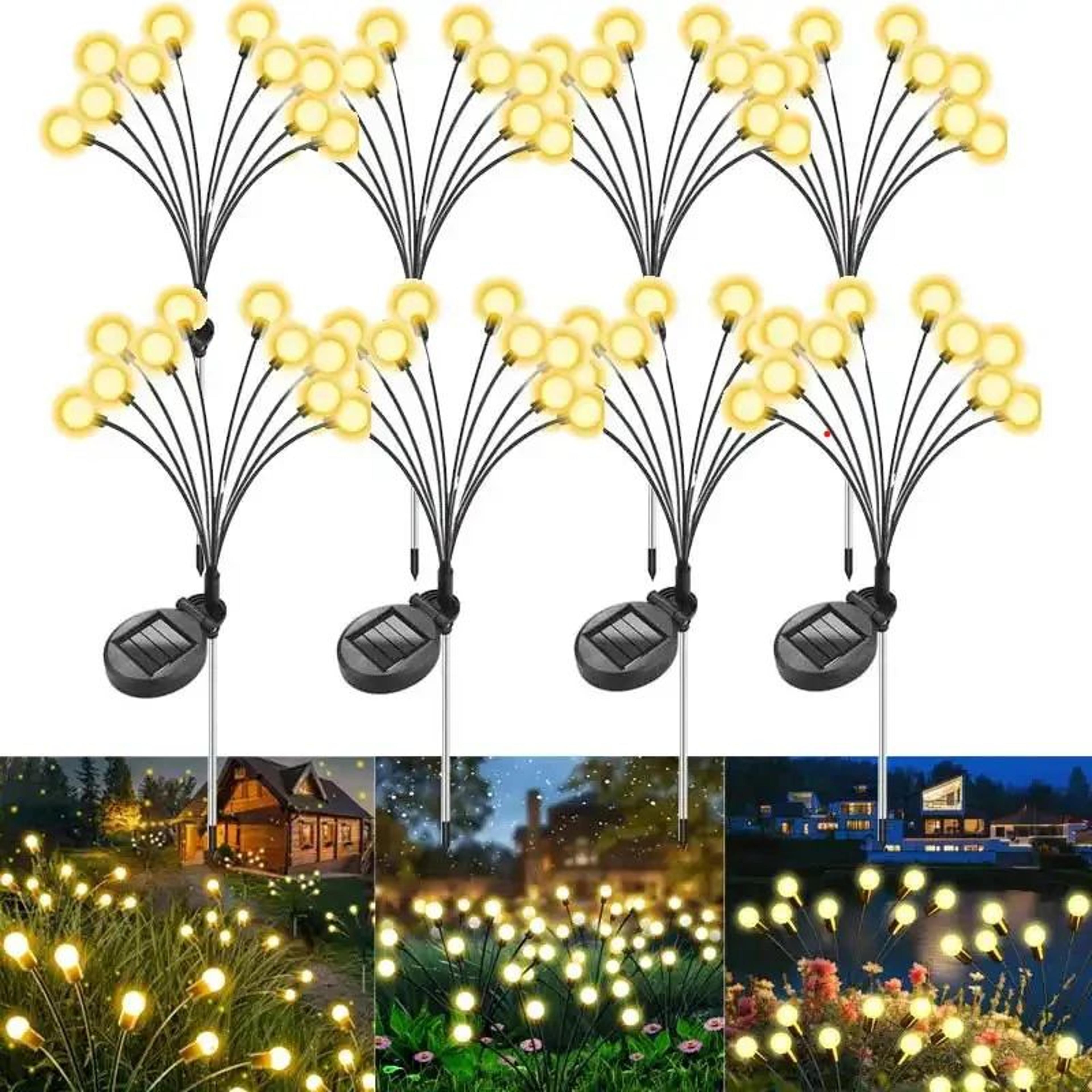 solar firefly swaying garden lights for outdoor yard and pathway decor