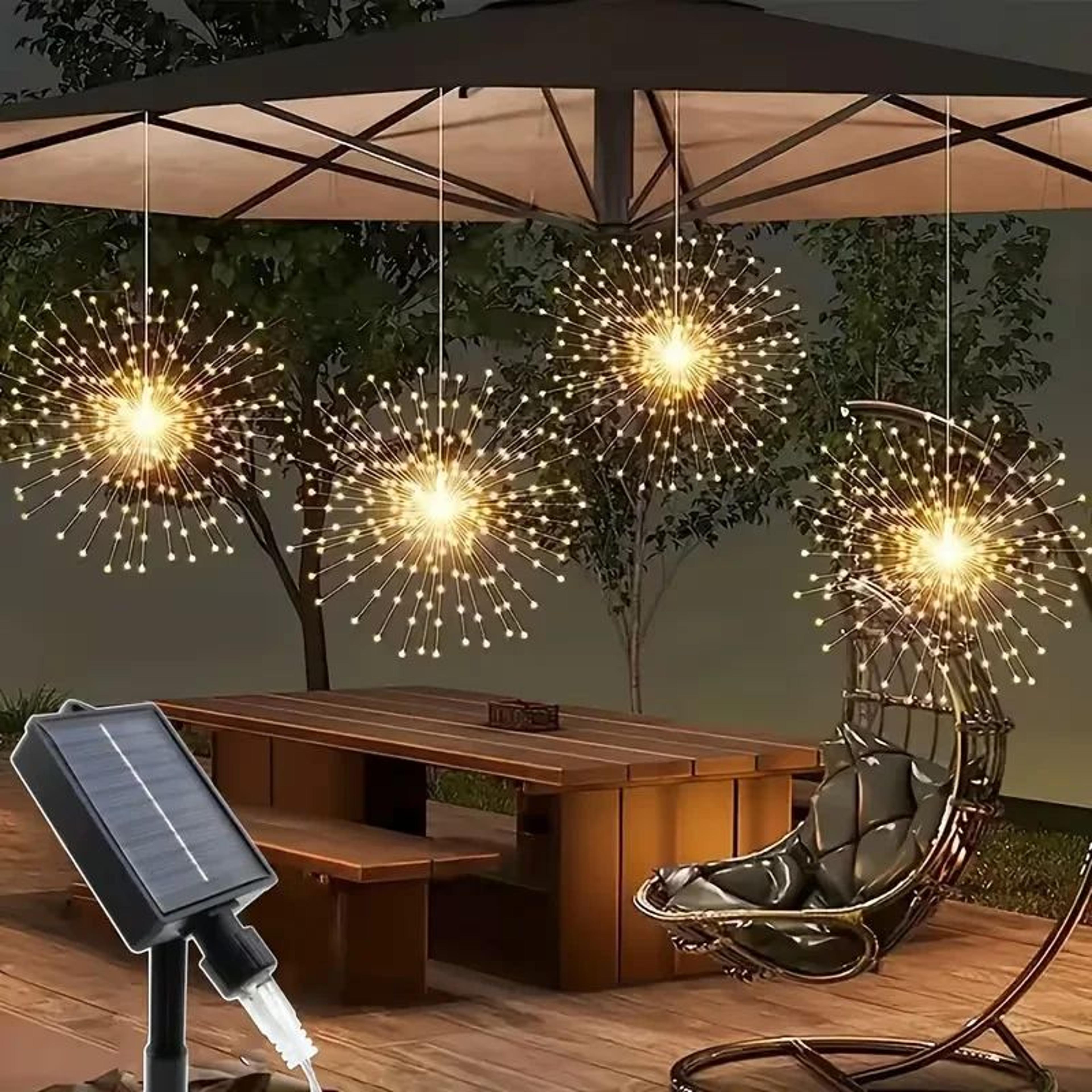 4/5pcs hanging solar firework lights with 8 lighting modes