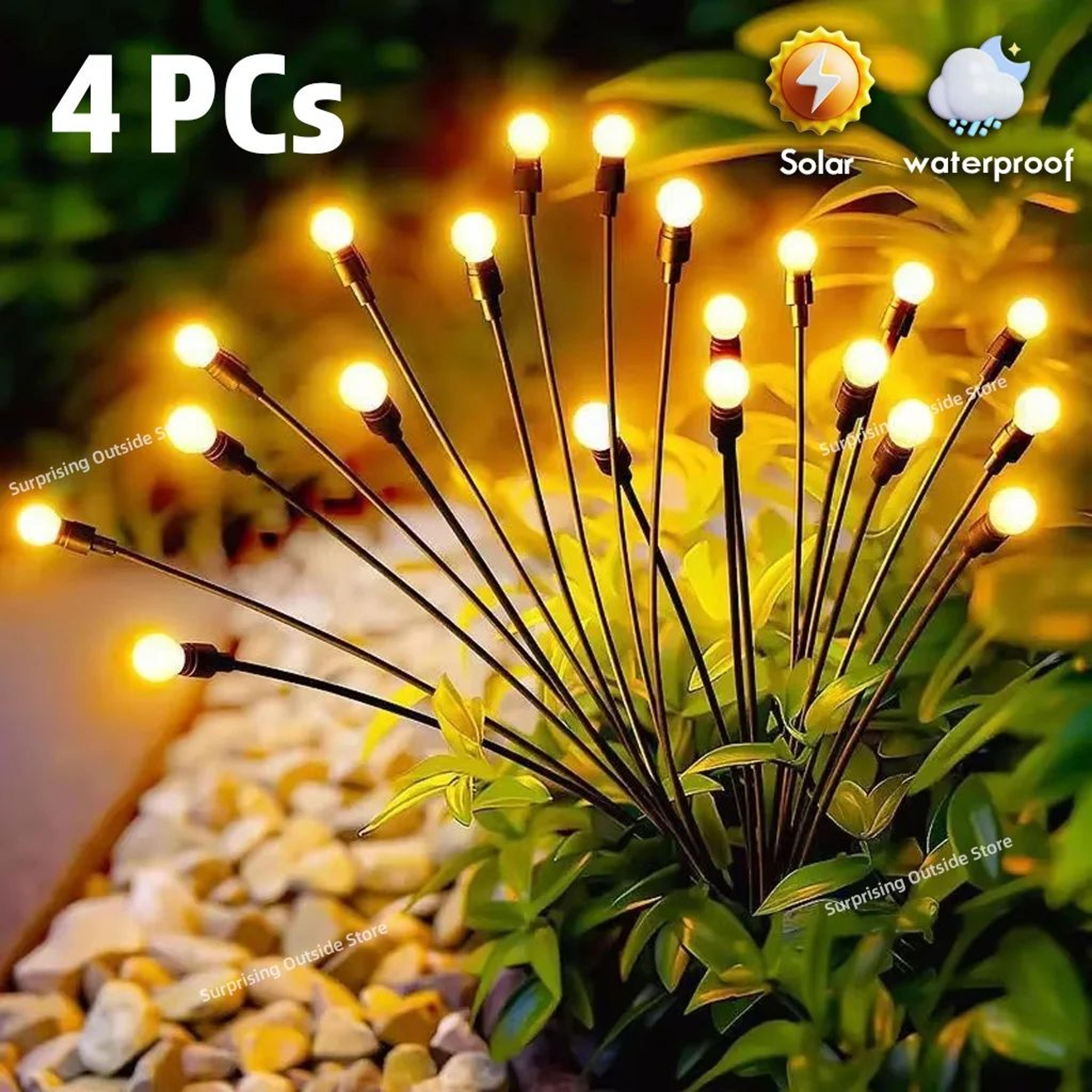 swaying solar firefly lights - 6/8/10 led waterproof garden pathway lamps