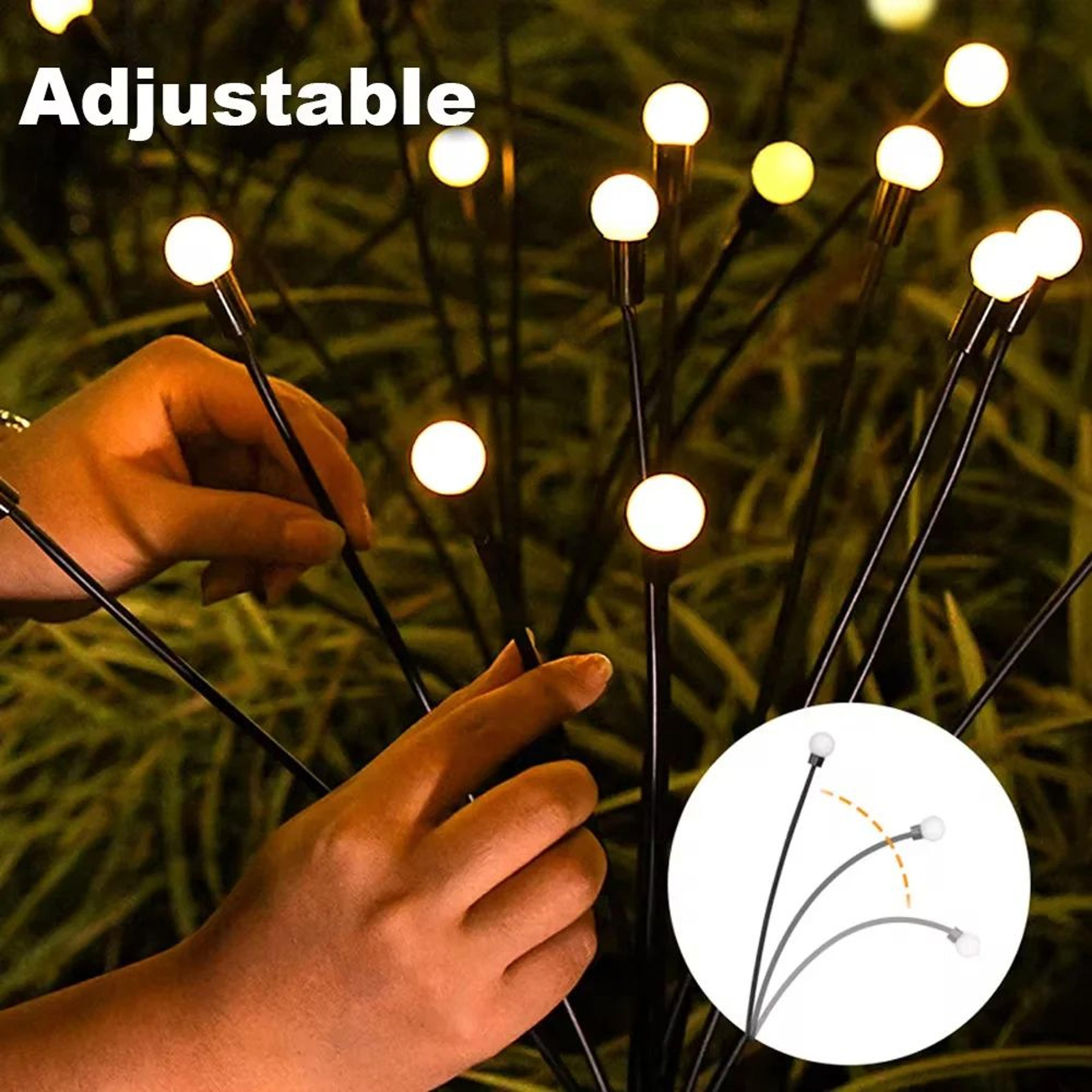 6/8/10 led solar firefly swaying garden lights waterproof outdoor pathway decor