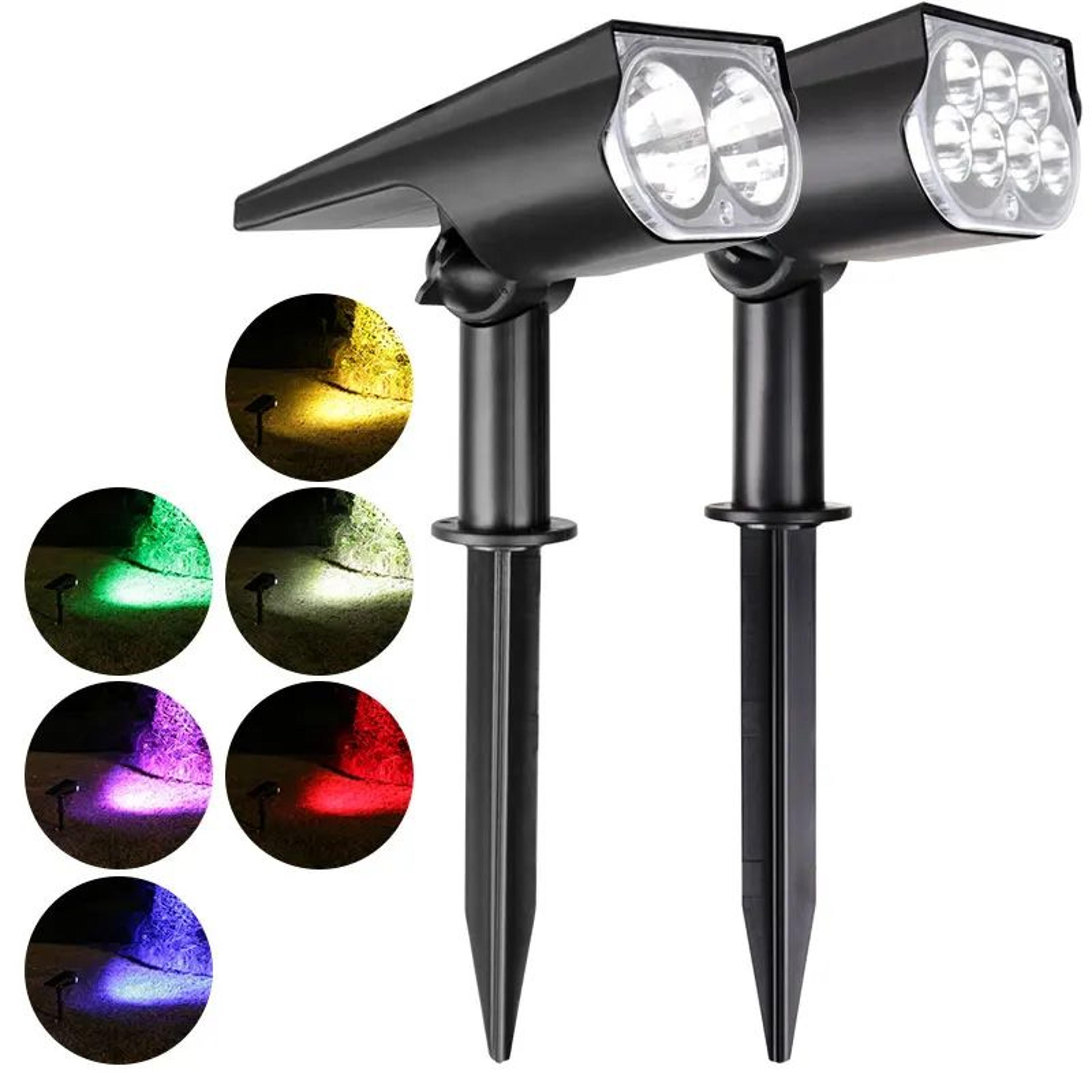 solar landscape spotlights with ground and wall mount auto on off led lights