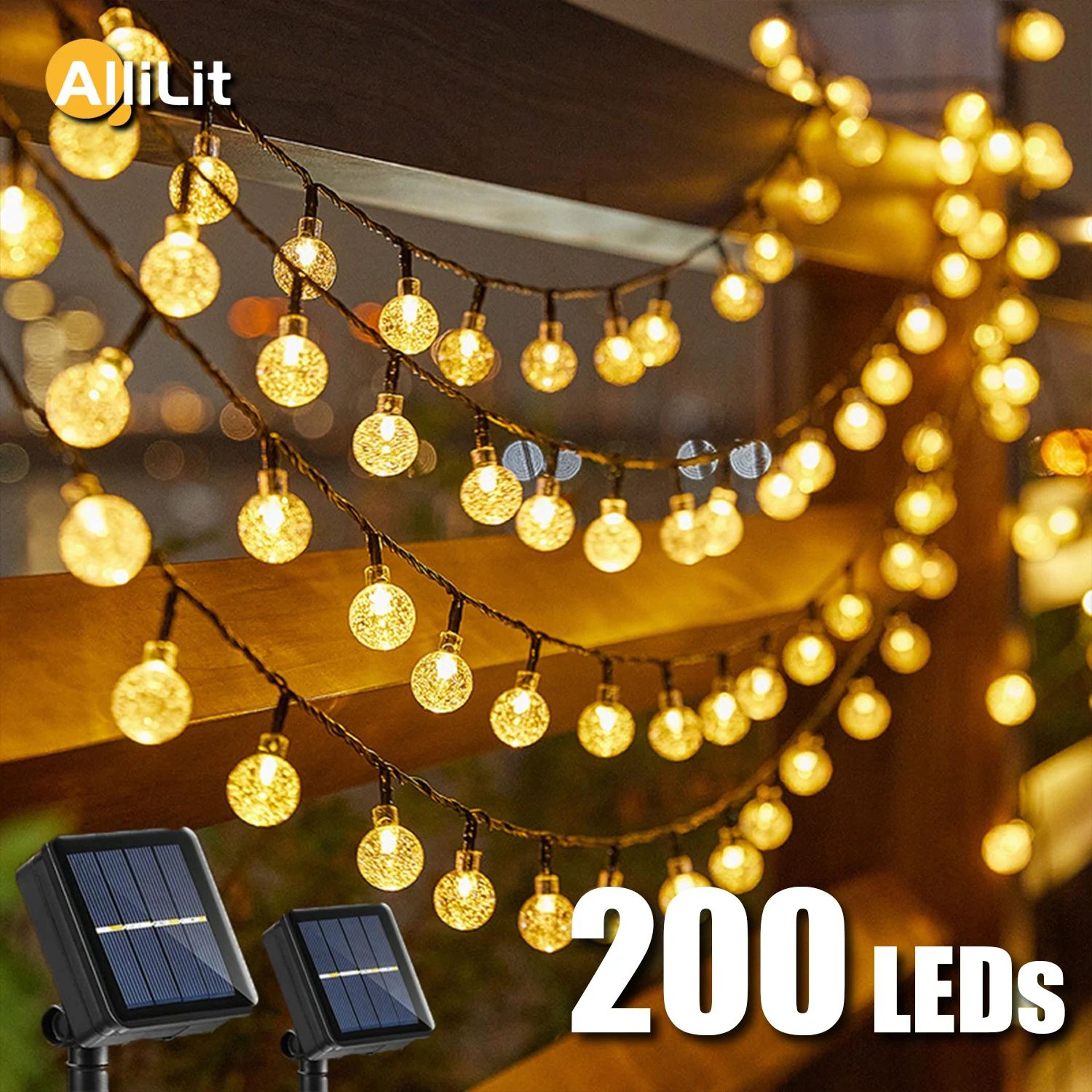 200 led solar crystal ball string lights - waterproof outdoor fairy lights