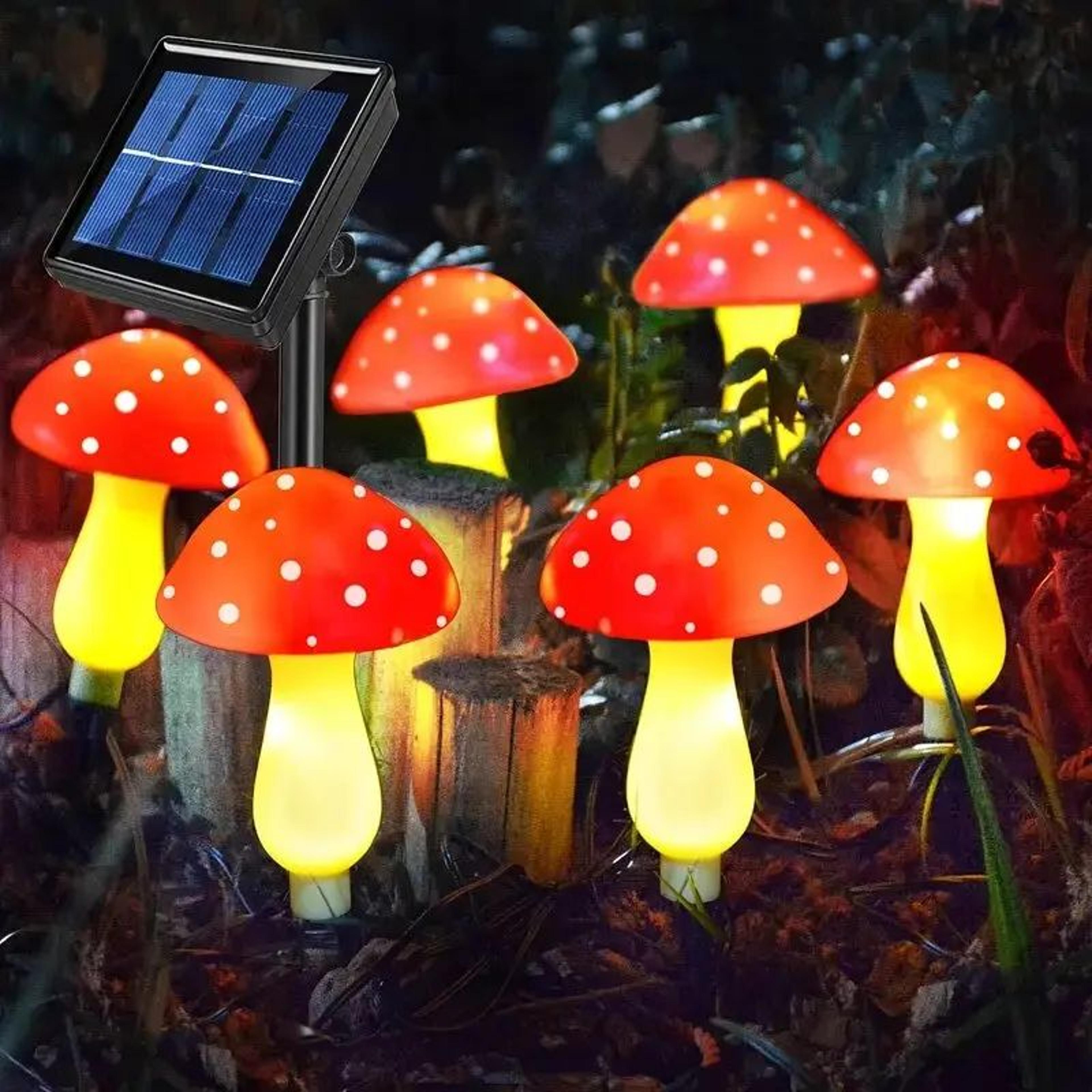 solar mushroom path lights with 8 lighting modes waterproof led garden decor