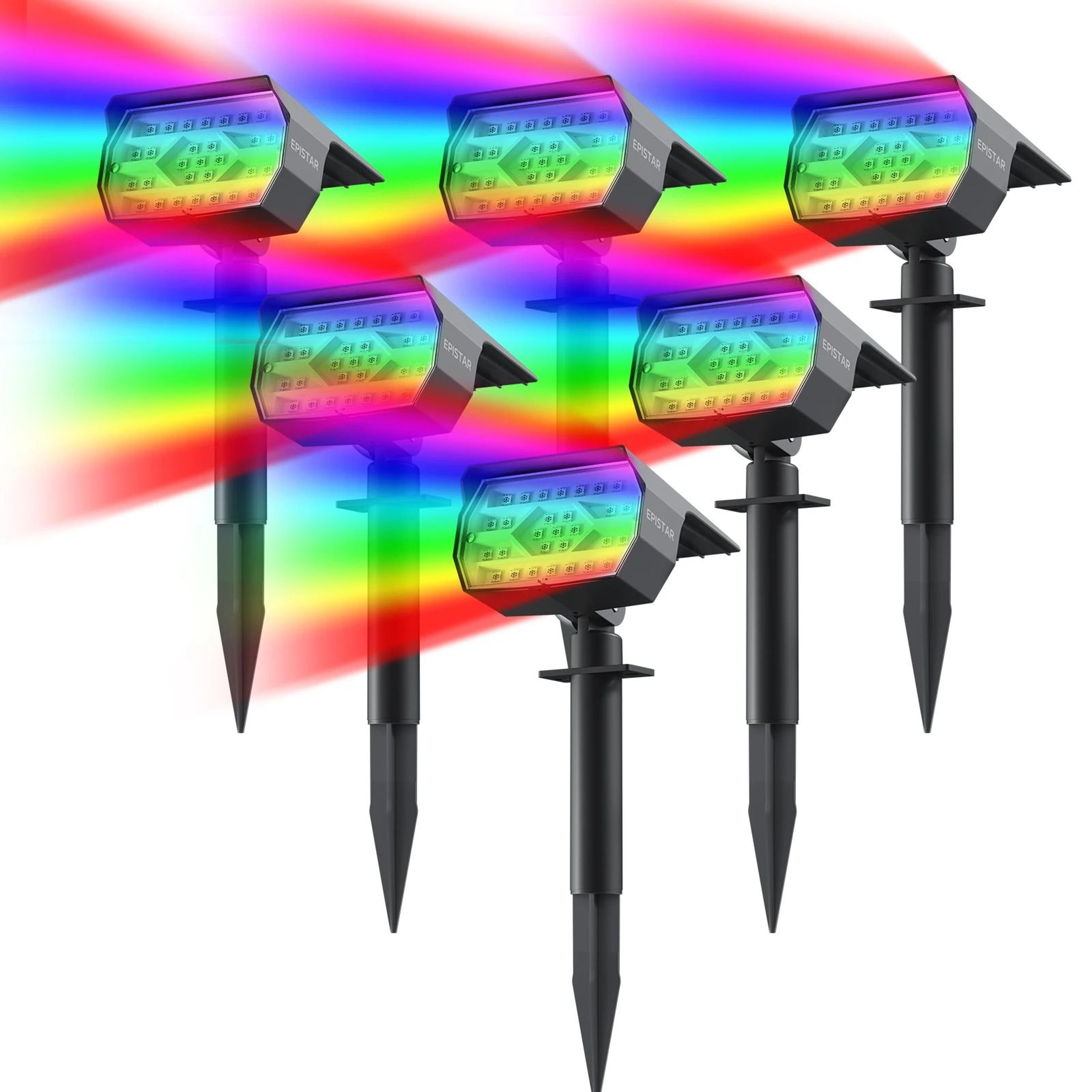 29 led rgb solar spotlight 7 color changing ip67 waterproof outdoor landscape light